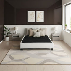 Modern Contempo Queen Upholstered Bed Platform Base, Oatmeal