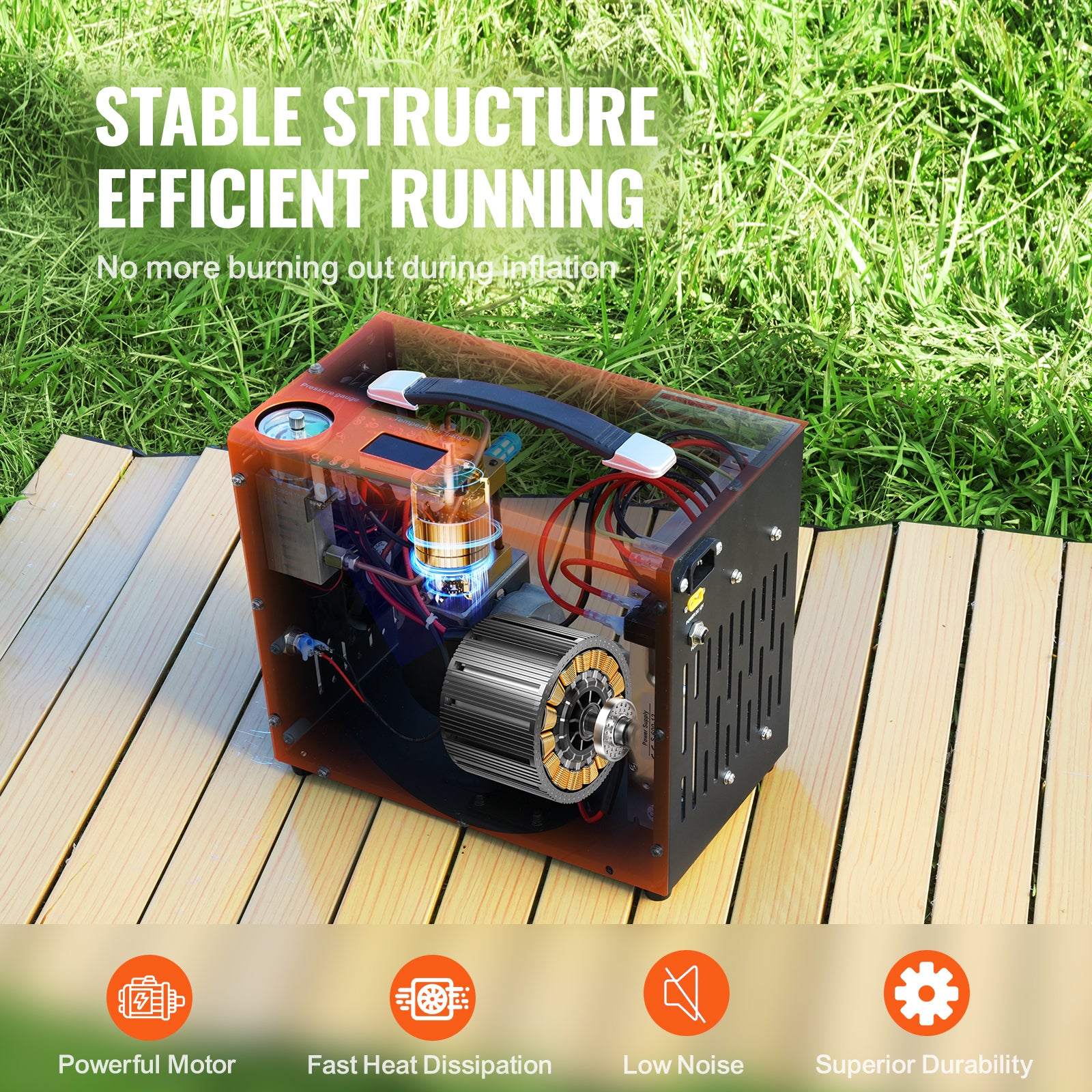 PCP Air Compressor, 4500PSI/30Mpa Portable PCP Compressor with Built-in Power Converter, Auto-Stop | DC12V/AC120V | Oil & Water-Free Compressor Pump