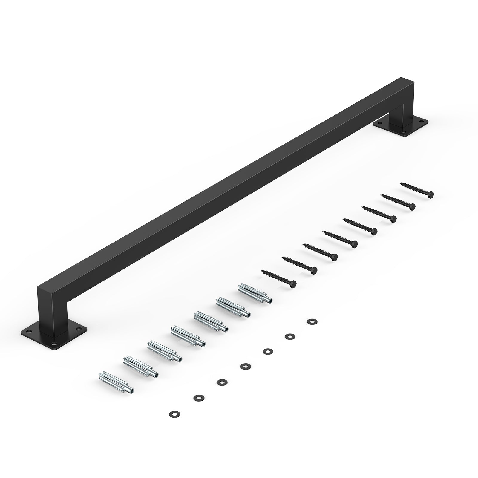 4ft Wall Mounted Stair Handrail Black Iron 250lbs Load Capacity Square Tube