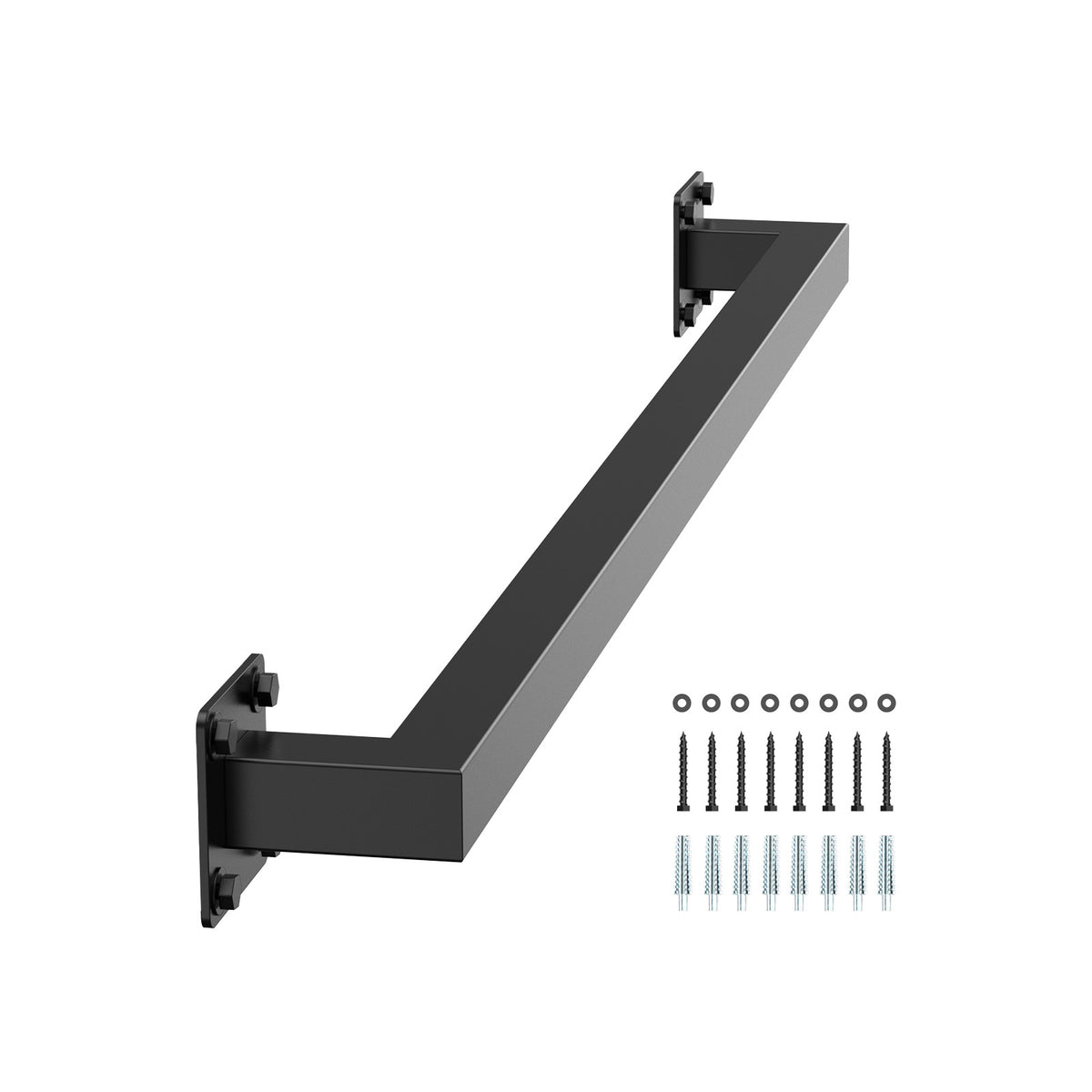 4ft Wall Mounted Stair Handrail Black Iron 250lbs Load Capacity Square Tube
