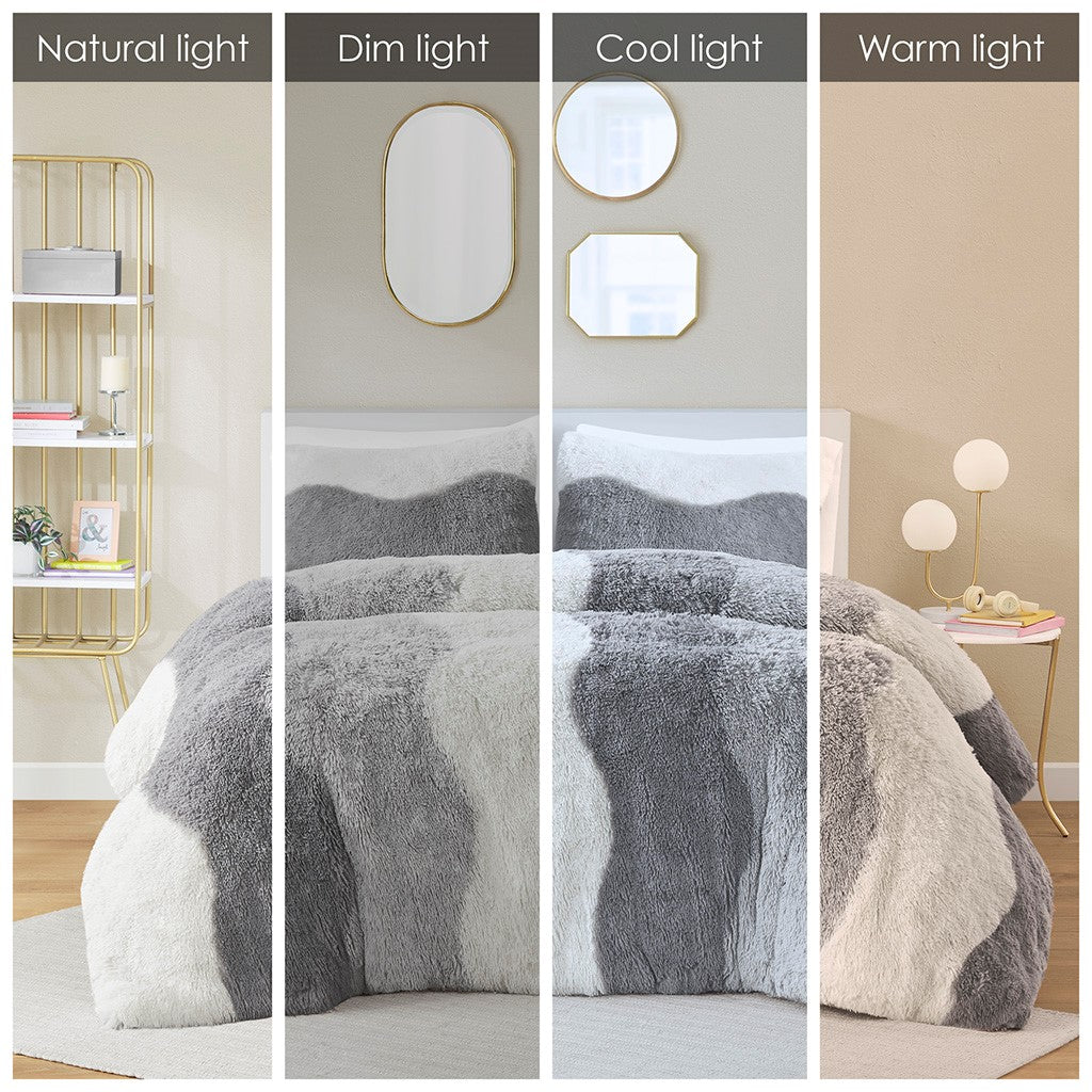 Twin/Twin XL Ombre Shaggy Faux Fur Comforter Set