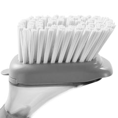Soap Dispensing Dish Brush, Kitchen Scrub Brushes with 3 Brush Heads, Dish Cleaning Brushes with PP Handle and Curved Bristles, Ideal for Pots, Pans, Sink and Stove