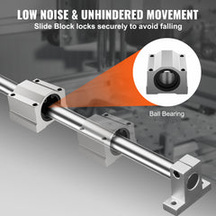 Linear Guide Rail Set, SFC20 1200mm, 2 PCS 47.2 in/1200 mm SFC20 Guide Rails 4 PCS SC20 Slide Blocks 4 PCS Rail Supports, Linear Rails and Bearings Kit for Automated Machines CNC DIY Project