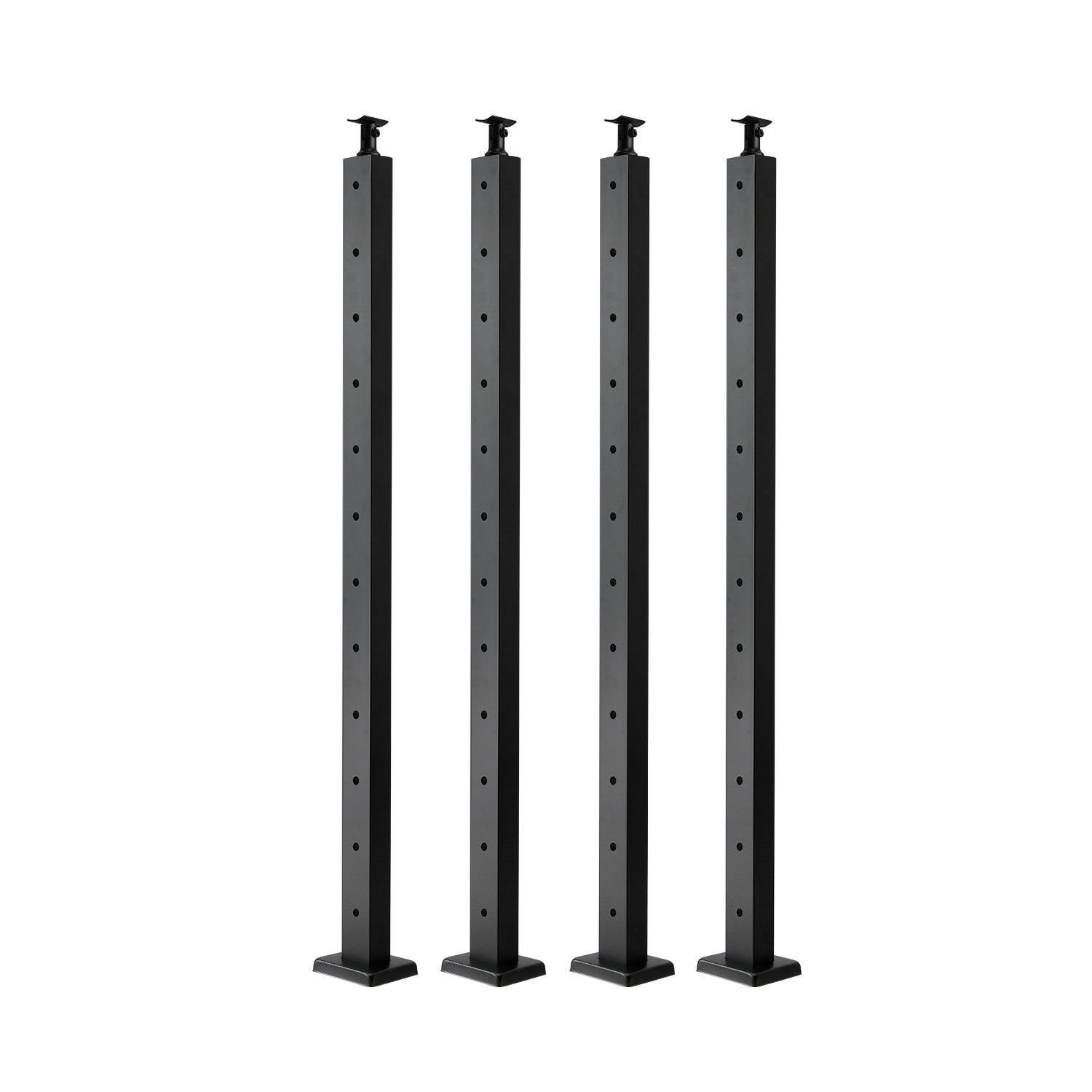 4-Pack Cable Railing Post, 42x2x2 In Horizontal-Hole Deck Railing Post with Pre-Drilled Holes, Stainless Steel Cable Rail Post with Horizontal and Curved Bracket, Black, 4JZLGZXHS106URZU0001V0