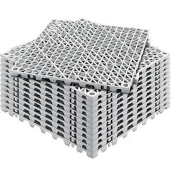 Modular Interlocking Cushion, 12 Pack 12" x 12" Splicing Drainage Mats, PVC Interlocking Drainage Floor Tiles, Non-Slip Drainage Holes for Restroom, Bathroom, Kitchen, Pool, Wet Areas, Gray