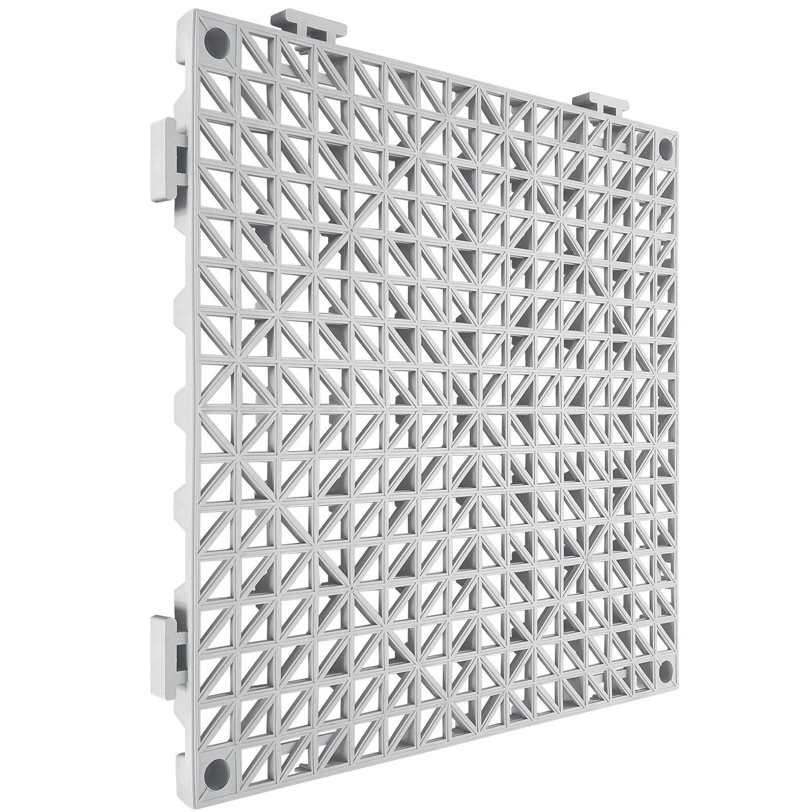 Modular Interlocking Cushion, 12 Pack 12" x 12" Splicing Drainage Mats, PVC Interlocking Drainage Floor Tiles, Non-Slip Drainage Holes for Restroom, Bathroom, Kitchen, Pool, Wet Areas, Gray