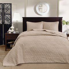 Reversible Bedspread Set Khaki Queen