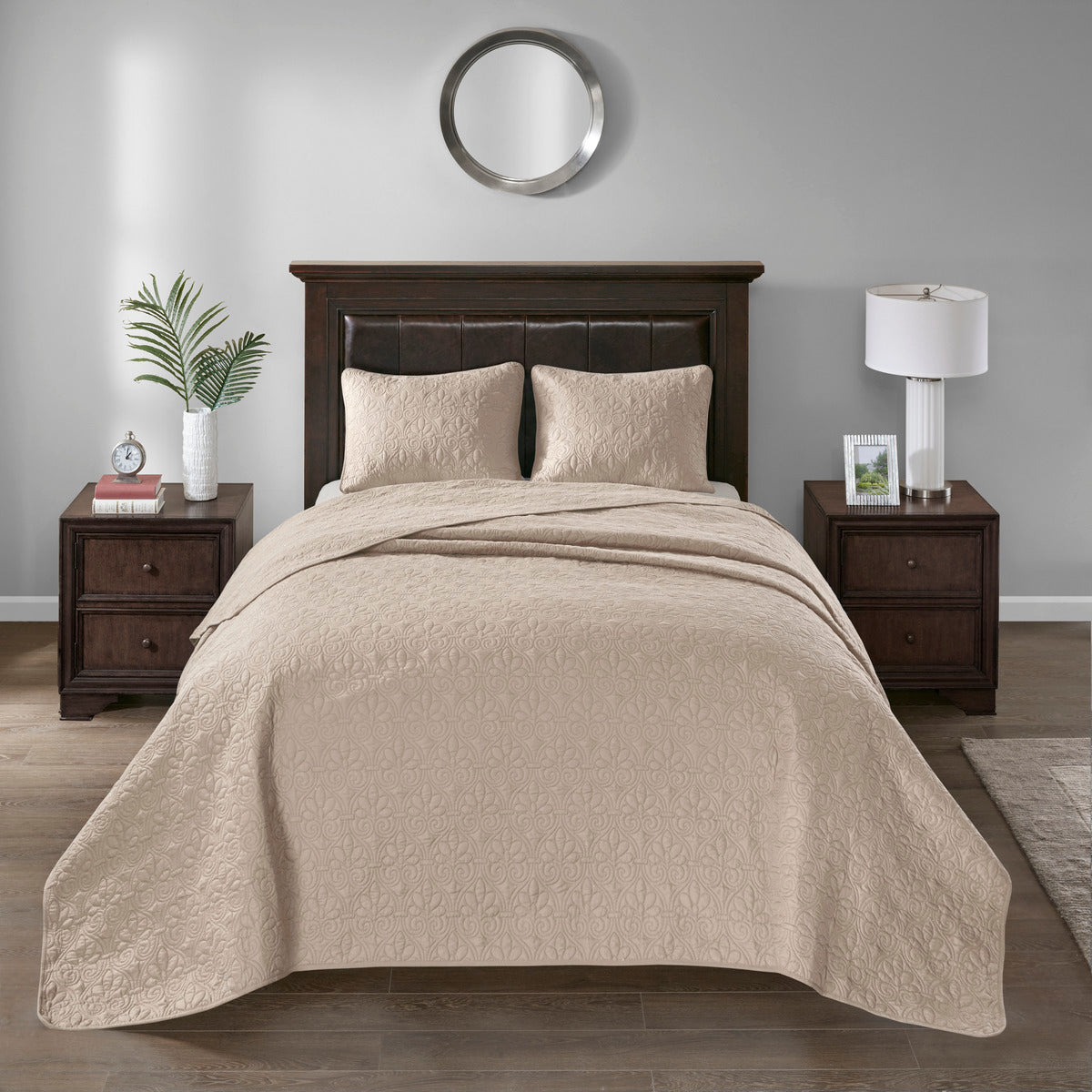 Reversible Bedspread Set Khaki Queen