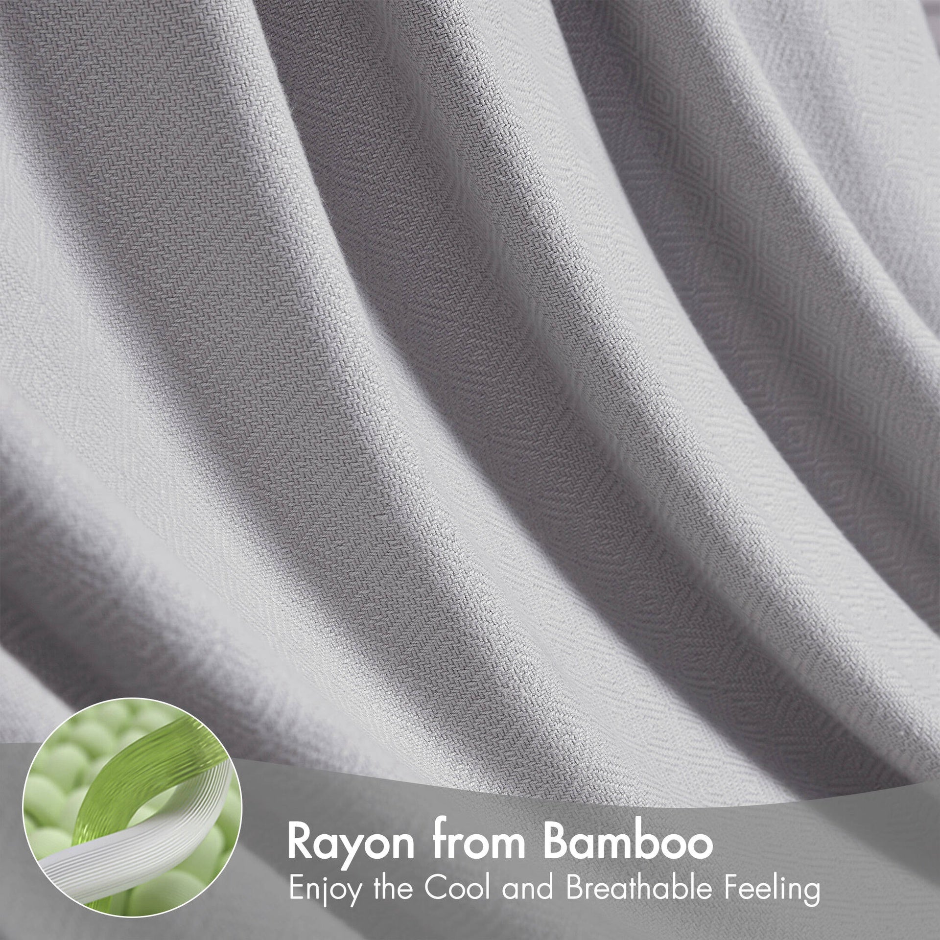1-Piece Twin Rayon from Bamboo Cotton Blanket, Grey