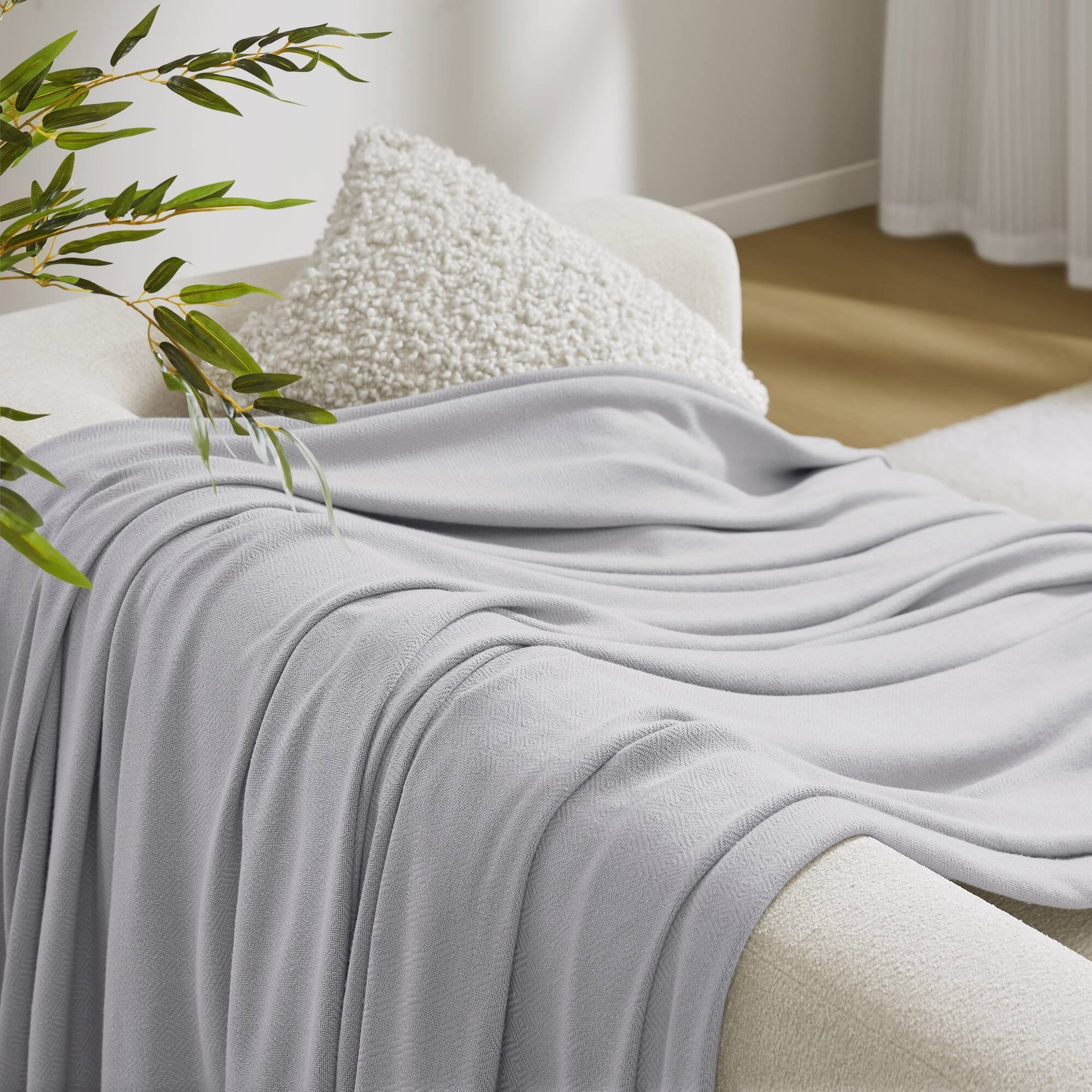 1-Piece Twin Rayon from Bamboo Cotton Blanket, Grey