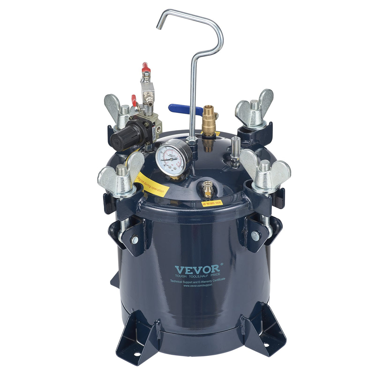 10L/2.5gal Spray Paint Pressure Pot Tank,  70PSI Max Air Paint Pressure Pot, Metal Rack and Leak Repair Sealant for Industry Home Decor Architecture Construction Automotive Painting