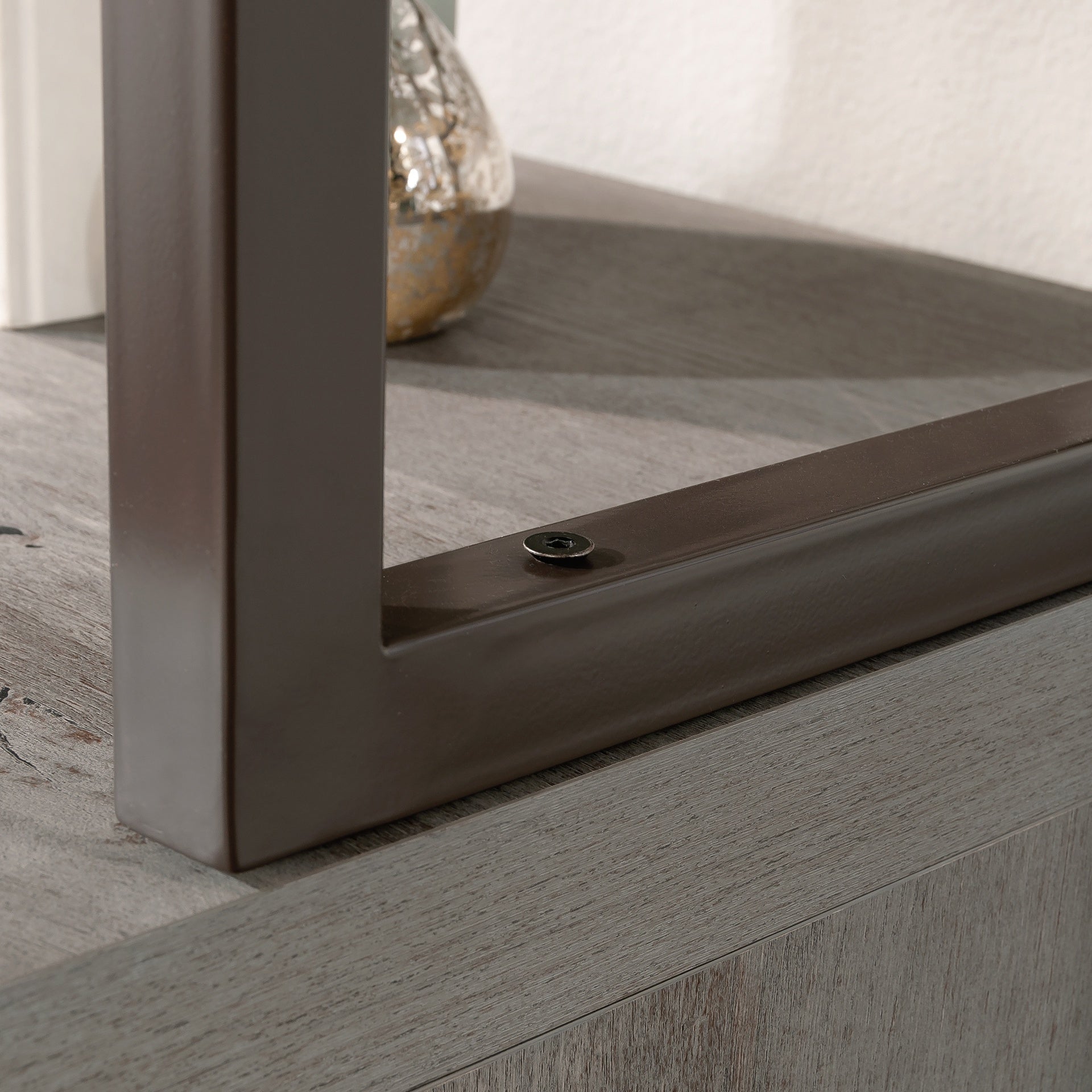 Credenza Hutch with Impact-Resistant Design, Brown finish