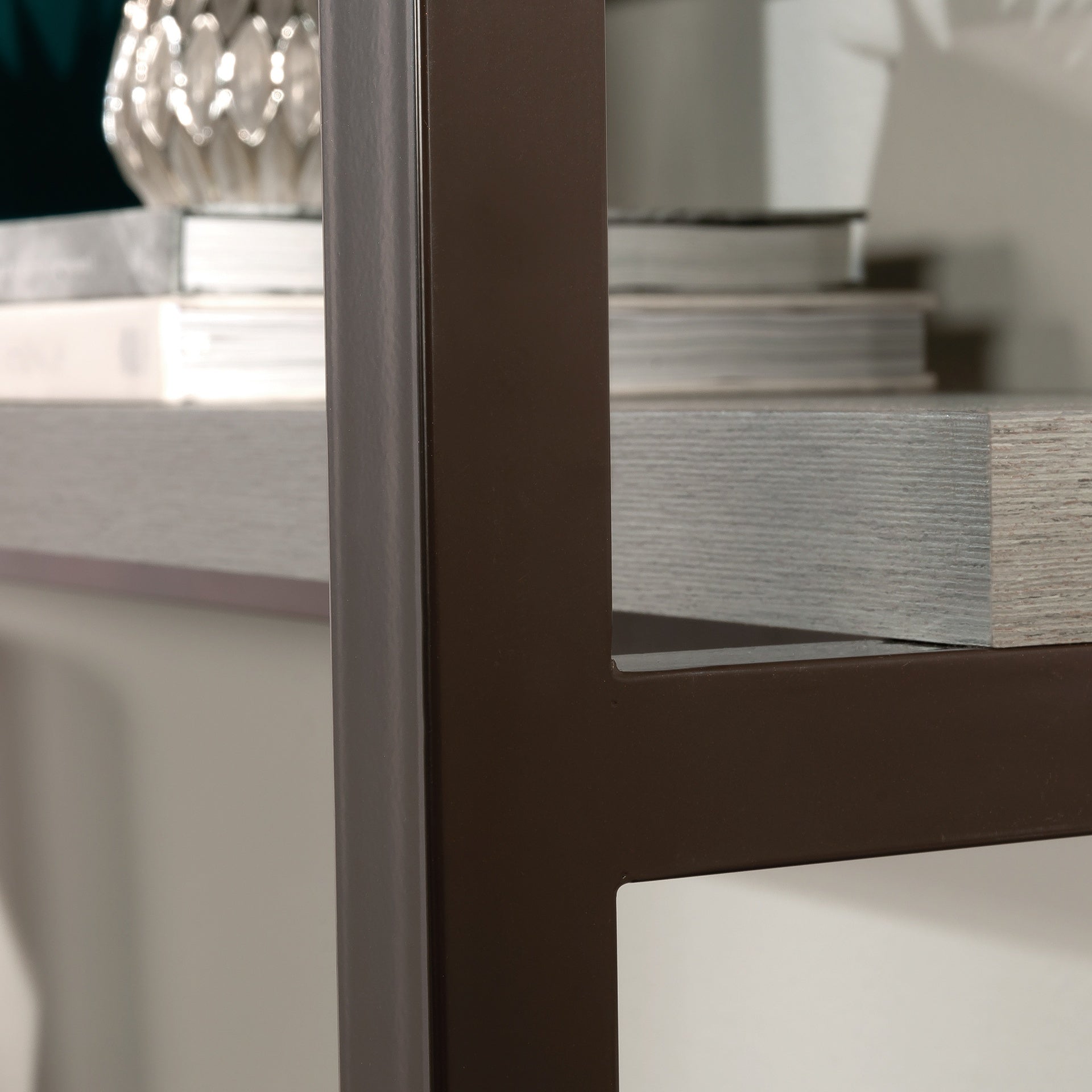 Credenza Hutch with Impact-Resistant Design, Brown finish
