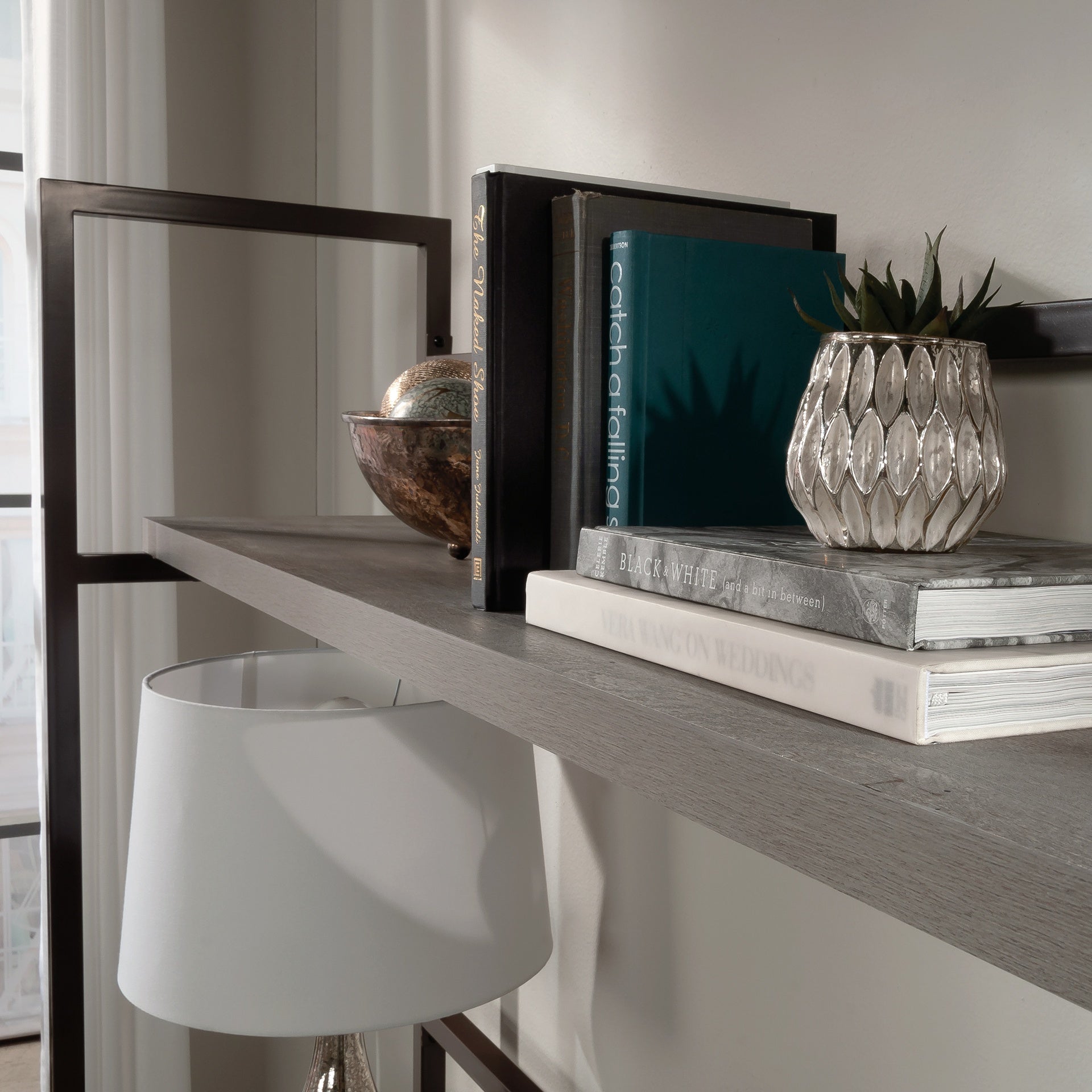 Credenza Hutch with Impact-Resistant Design, Brown finish