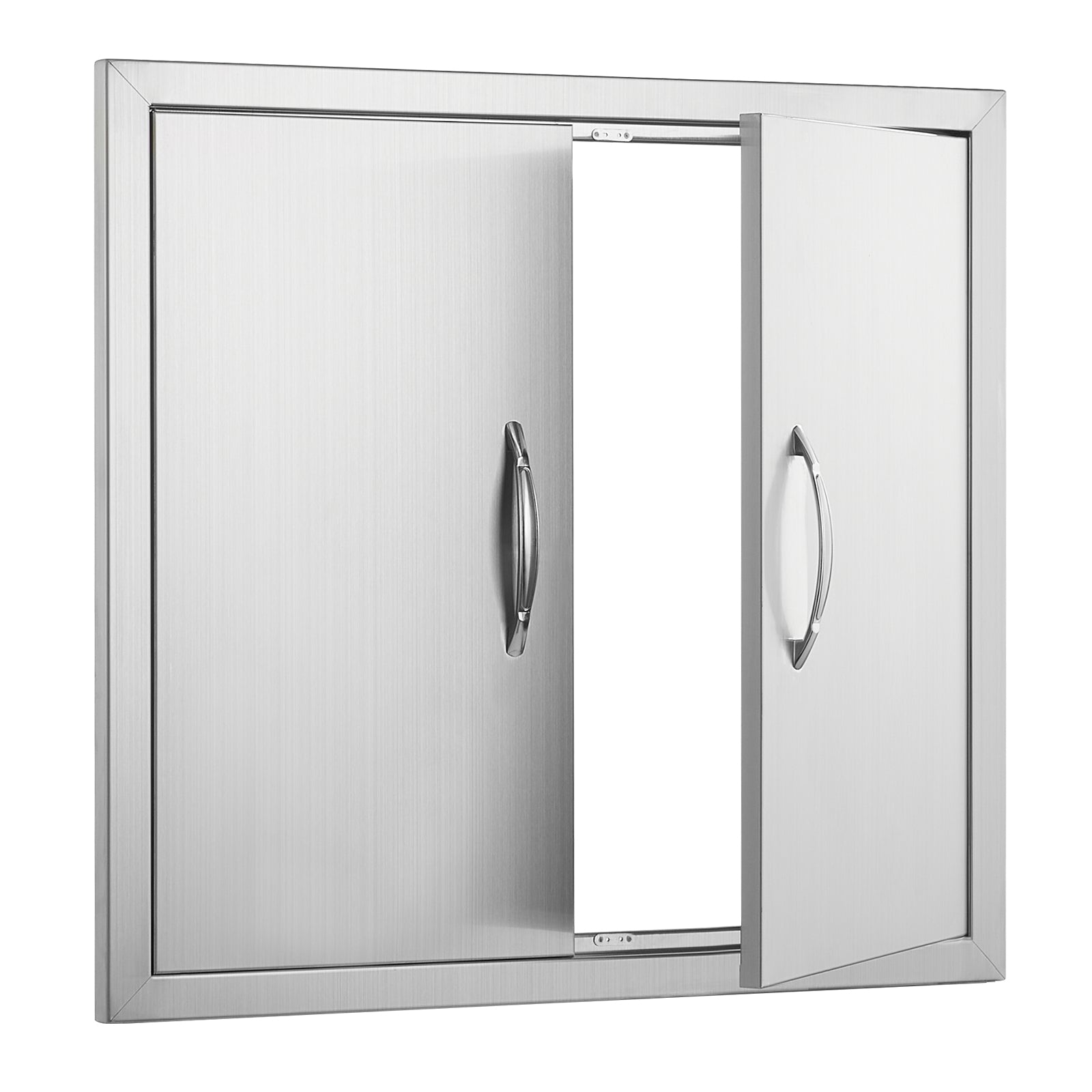BBQ Access Door, 26W x 24H Inch Double Outdoor Kitchen Door, Stainless Steel Flush Mount Door, Wall Vertical Door with Handles, for BBQ Island, Grilling Station, Outside Cabinet