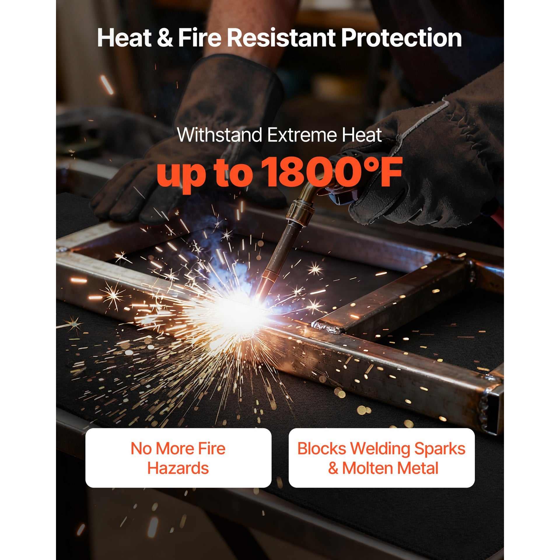 Carbon Felt Welding Blankets, 2-Pack 20" x 36" Flame Retardant Welding Blanket, Up to 1800°F Heat Resistant Safety Protection Blanket, 3.5mm Thickened Carbon Fiber Fireproof Insulation Mat Pad