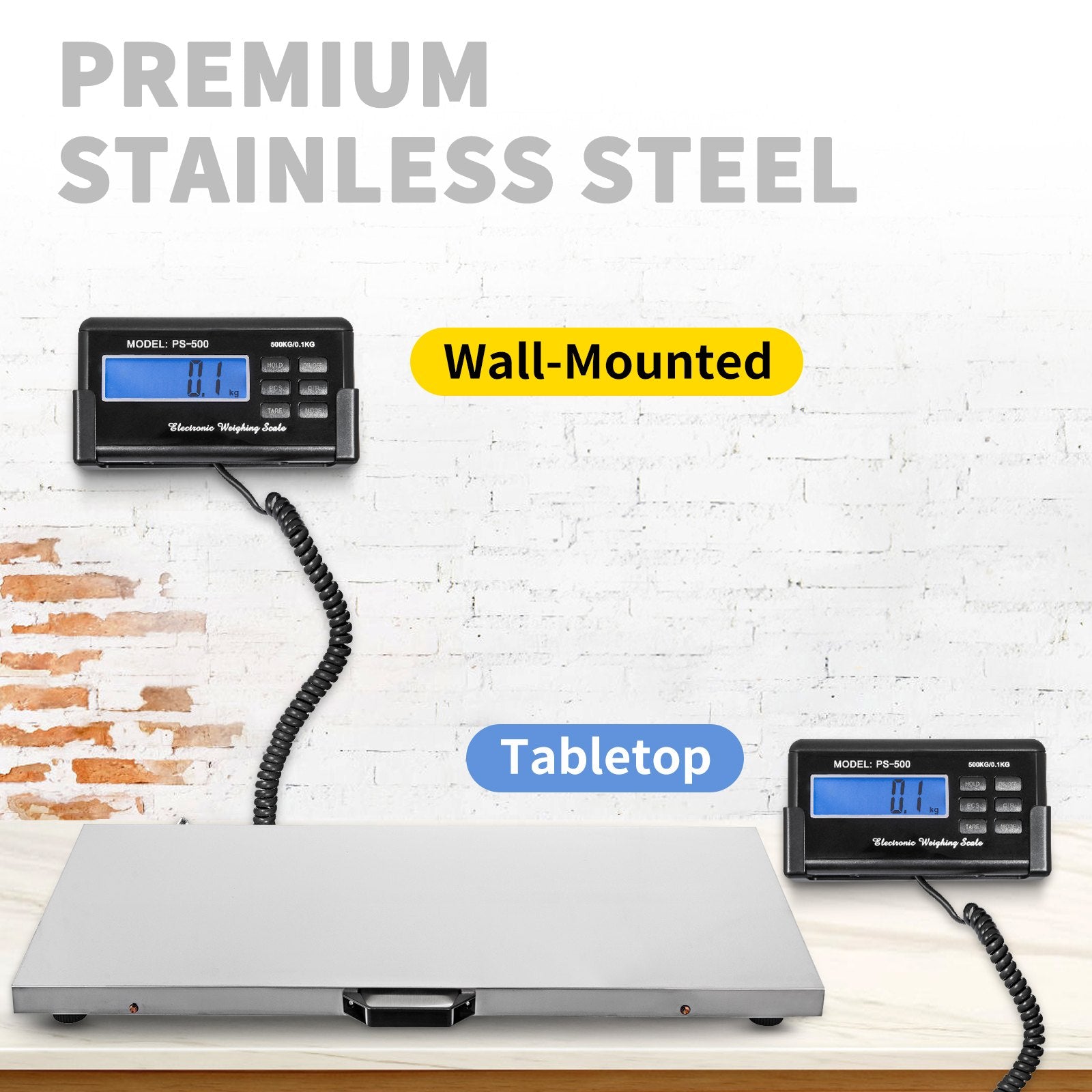 1100Lbs x 0.2Lbs Digital Livestock Scale Large Pet Vet Scale Stainless Steel Platform Electronic Postal Shipping Scale Heavy Duty Large Dog Hog Sheep Goat Pig Sheep Scale