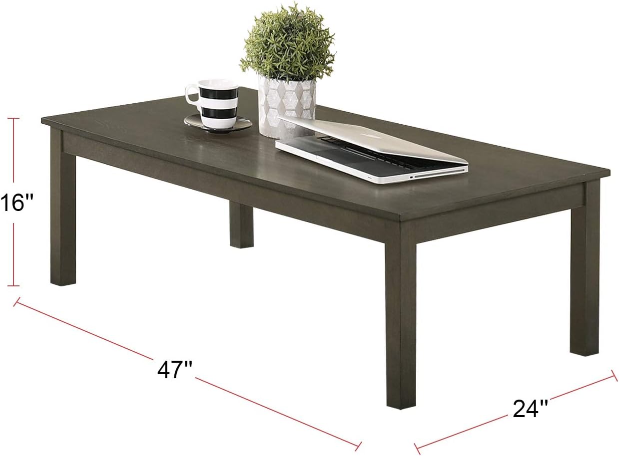 Dark Grey Color Elegant 3pc Coffee Table Set 1x Coffee Table and 2x End Tables Living Room Furniture