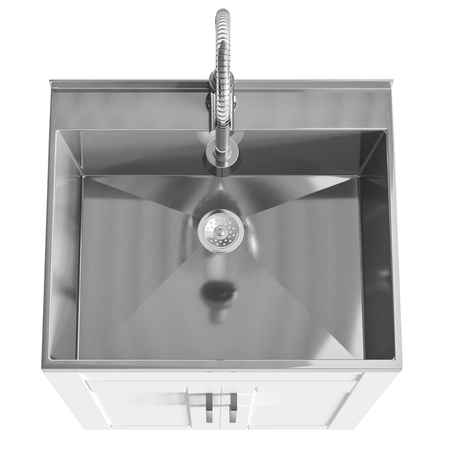 Hennessy - Deluxe 24" Laundry Cabinet with Faucet and Stainless Steel Sink - Pure White
