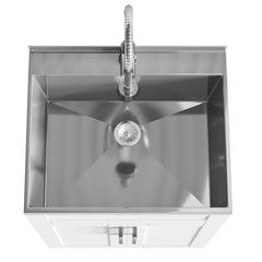 Hennessy - Deluxe 24" Laundry Cabinet with Faucet and Stainless Steel Sink - Pure White