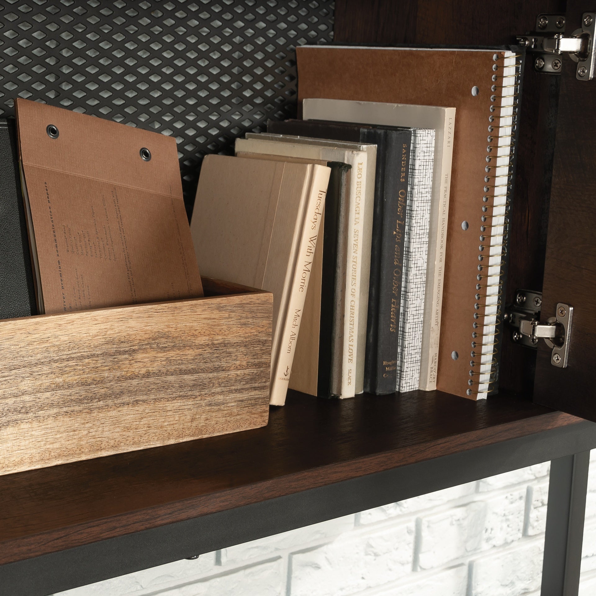 Hutch with Concealed Compartments, Brown finish