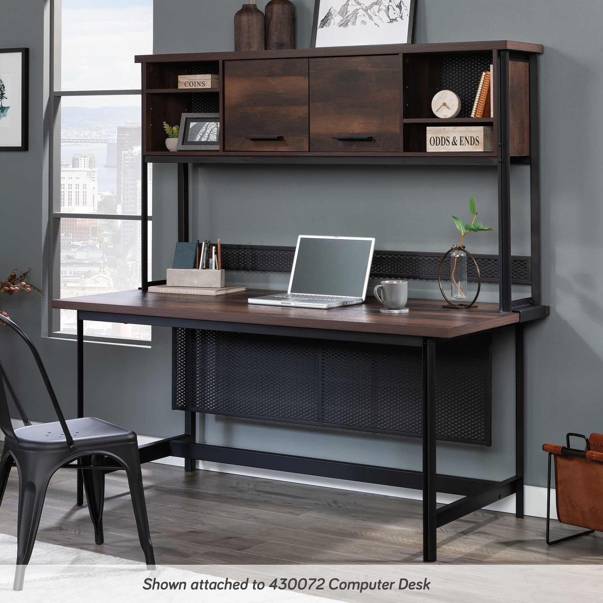 Hutch with Concealed Compartments, Brown finish