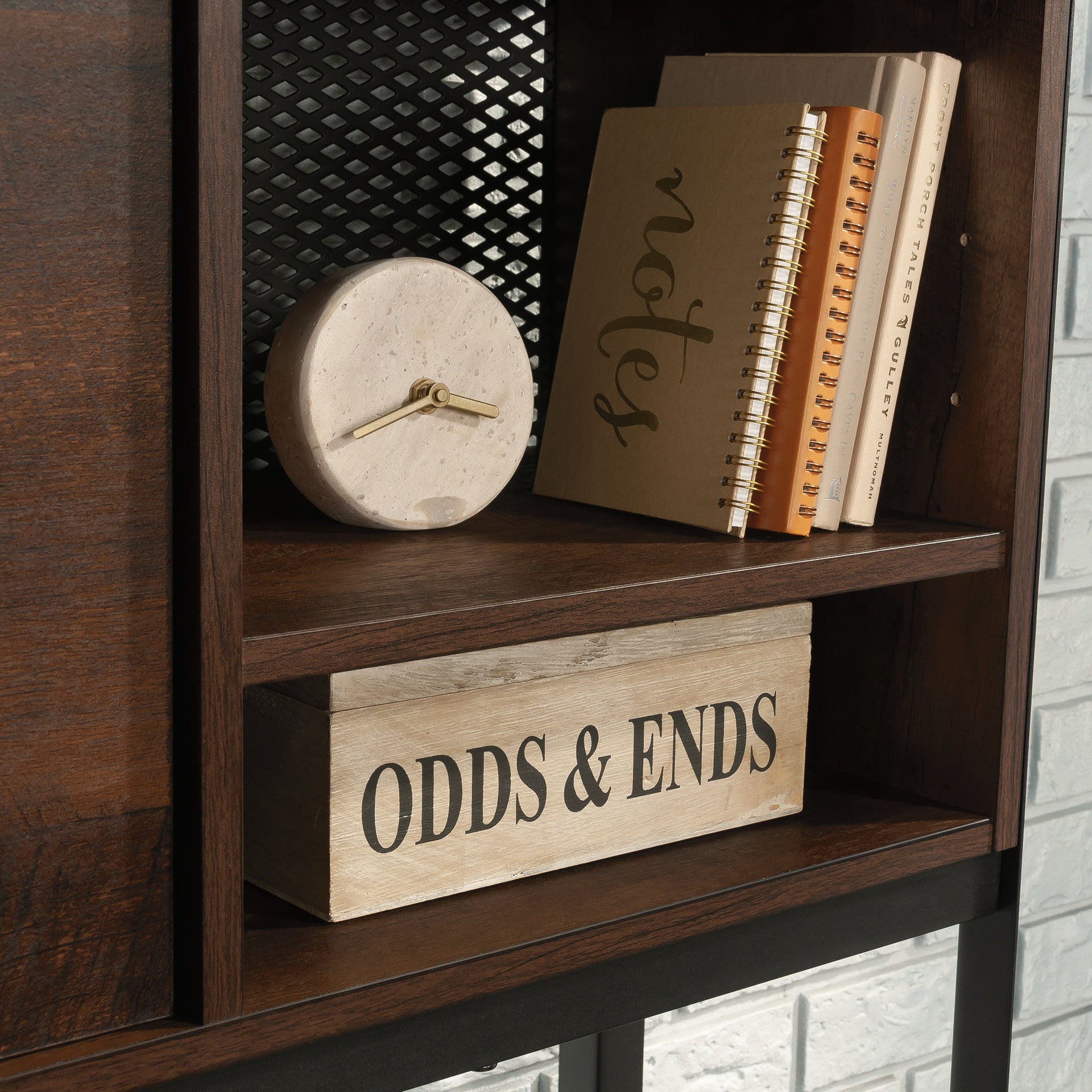 Hutch with Concealed Compartments, Brown finish