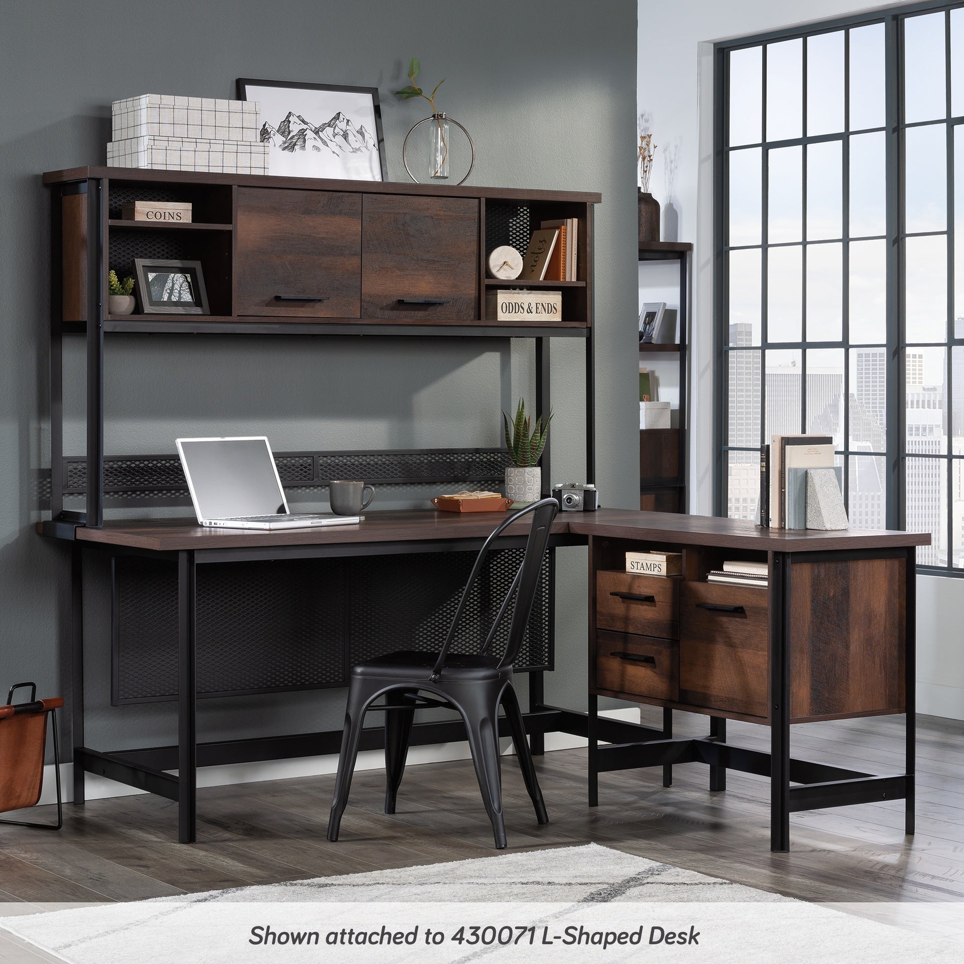 Hutch with Concealed Compartments, Brown finish