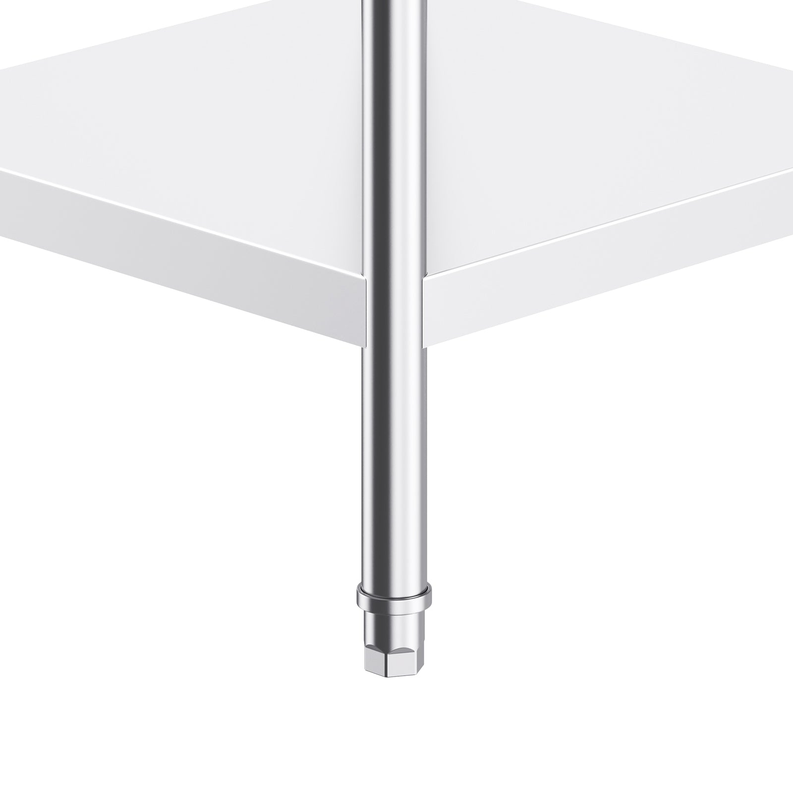 Stainless Steel Work Table, 24 x 24 x 26 Inch Commercial Food Prep Worktable, 3-Sided Backsplash Heavy Duty Prep Worktable, Metal Work Table with Adjustable Height for Restaurant Home Hotel