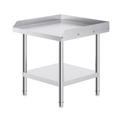 Stainless Steel Work Table, 24 x 24 x 26 Inch Commercial Food Prep Worktable, 3-Sided Backsplash Heavy Duty Prep Worktable, Metal Work Table with Adjustable Height for Restaurant Home Hotel