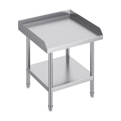 Stainless Steel Work Table, 24 x 24 x 26 Inch Commercial Food Prep Worktable, 3-Sided Backsplash Heavy Duty Prep Worktable, Metal Work Table with Adjustable Height for Restaurant Home Hotel
