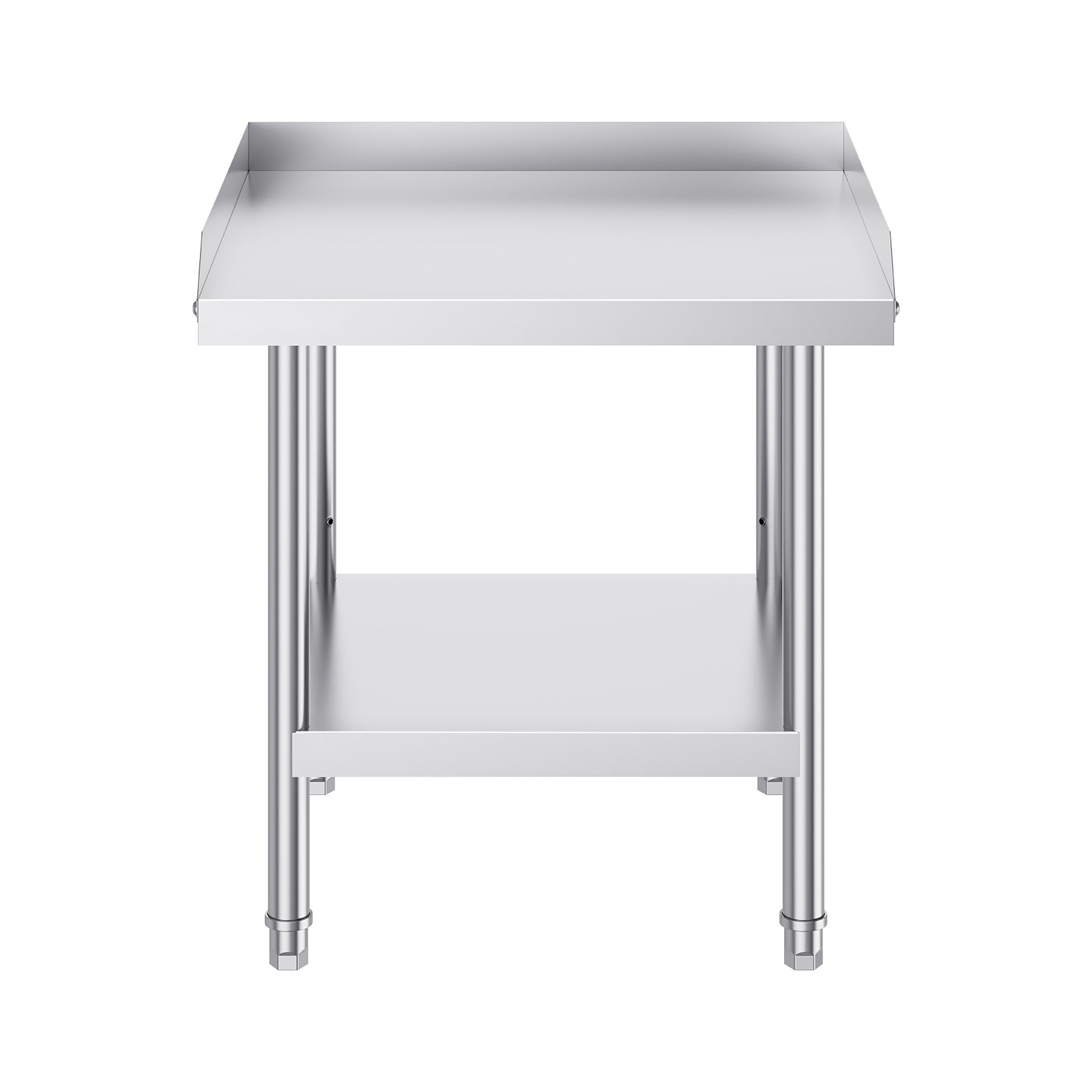 Stainless Steel Work Table, 24 x 24 x 26 Inch Commercial Food Prep Worktable, 3-Sided Backsplash Heavy Duty Prep Worktable, Metal Work Table with Adjustable Height for Restaurant Home Hotel