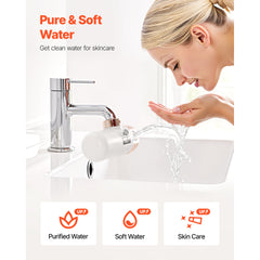 Skincare Water Filter Bathroom Sink Faucet Purifier for Skin White + Gold