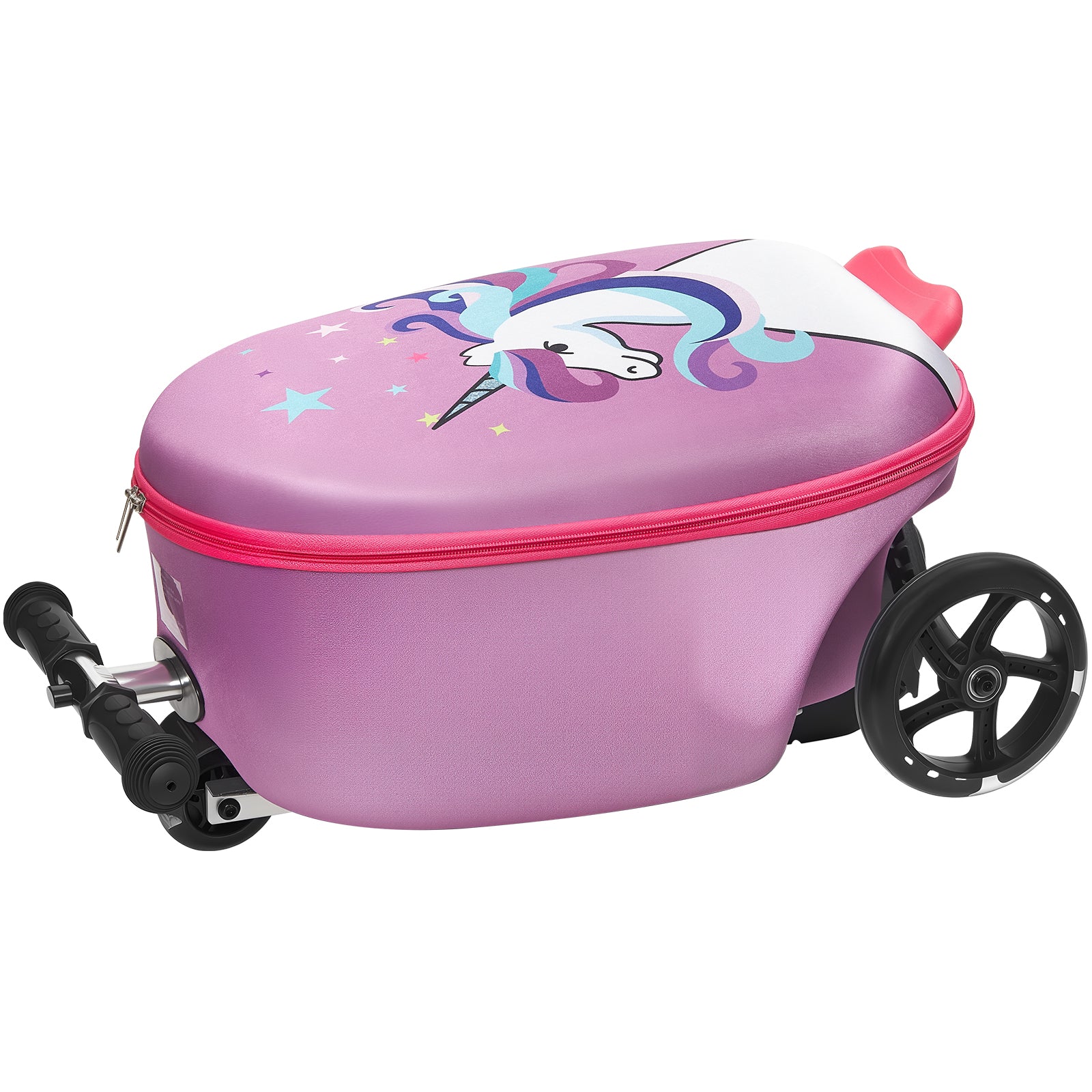 Ride-on Luggage 20-inch Kids Scooter Suitcase with Flash Wheels Purple