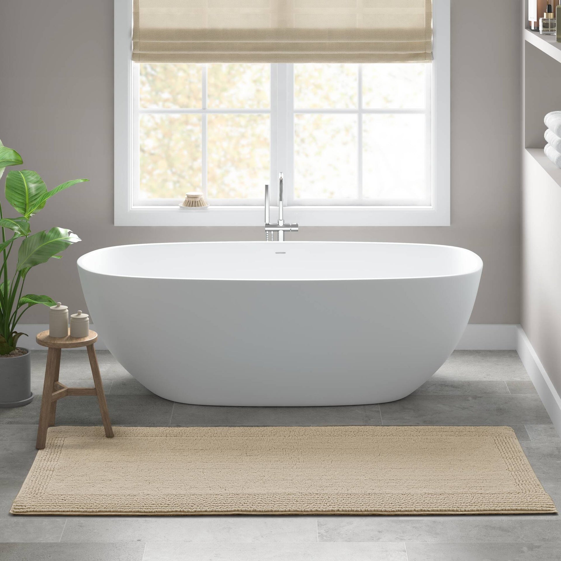 1 PCS 20x30" 100% Cotton Tufted 3000 GSM Reversible Bath Rug Natural