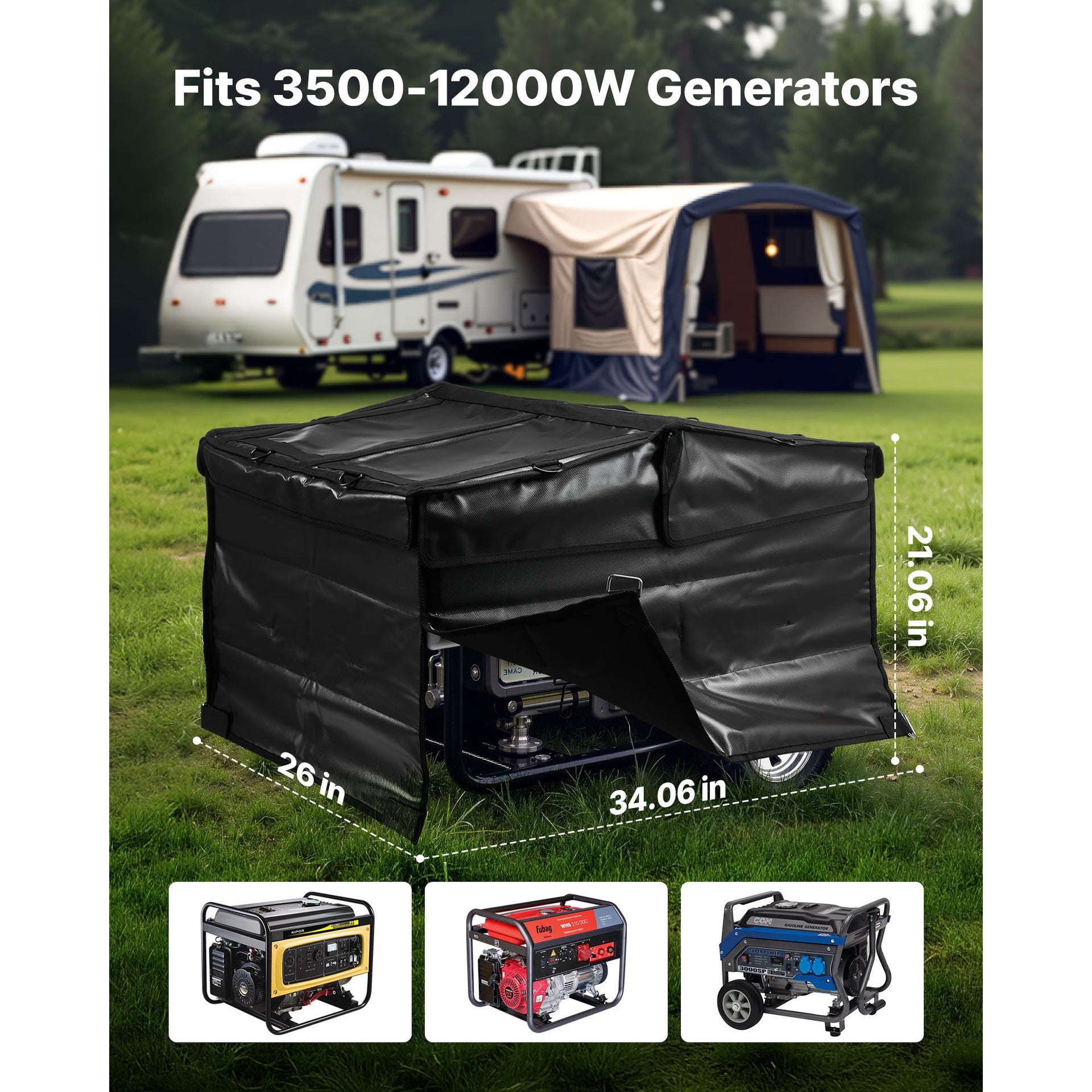 Generator Cover Universal Waterproof Cover 420D for 3500-12000W 34x26x21in