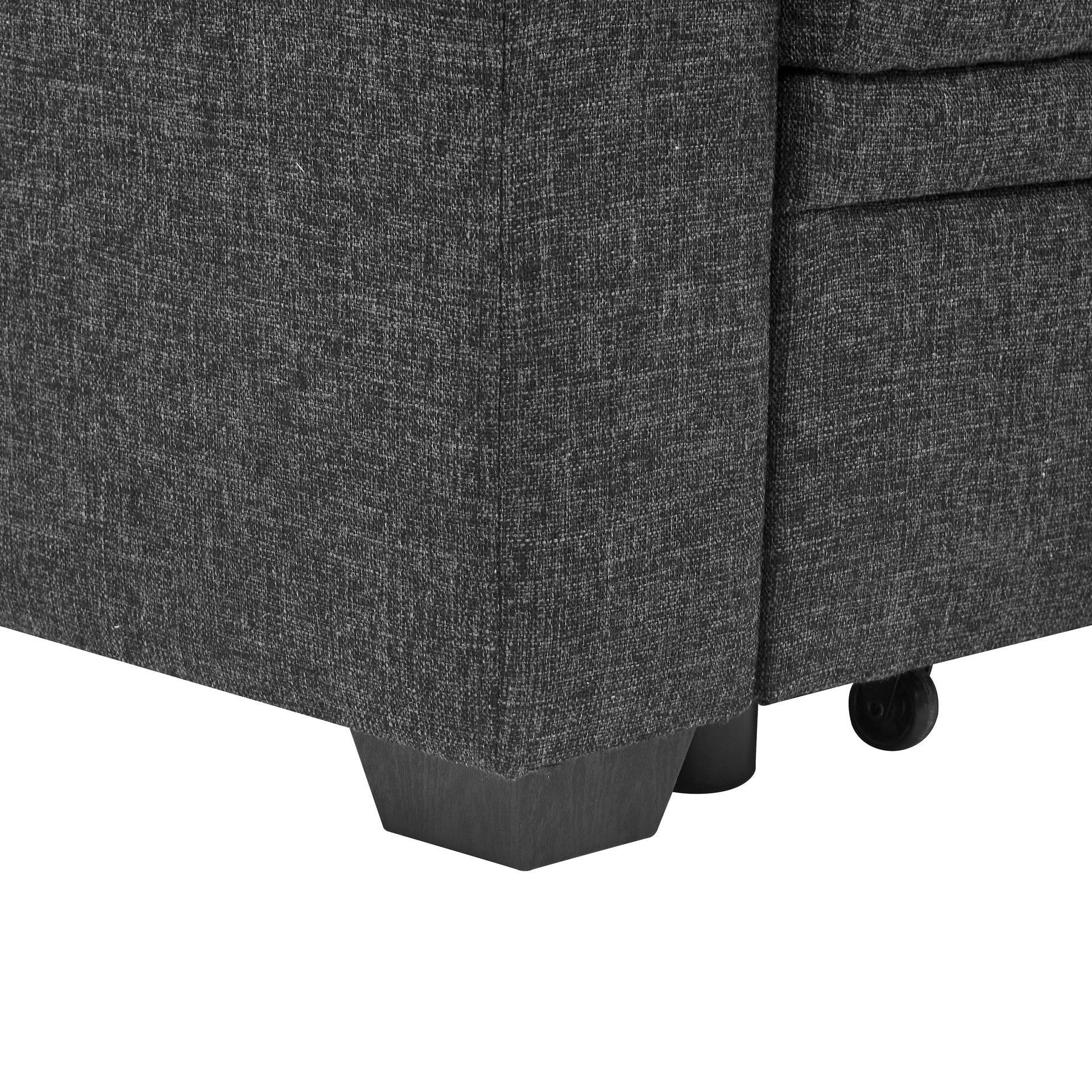 76.5" Linen Blend Upholstered Sectional with Pull-Out Bed and Chaise Storage