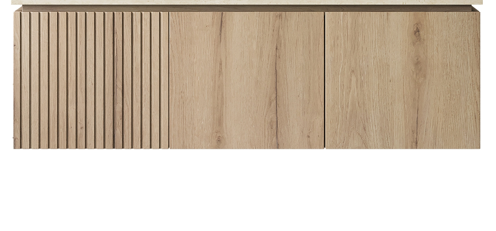 48" MURI White Oak Woodgrain Plywood Cabinet with Double Doors and One Drawer, NO Basin and Top, NO Faucet and Sink Cover