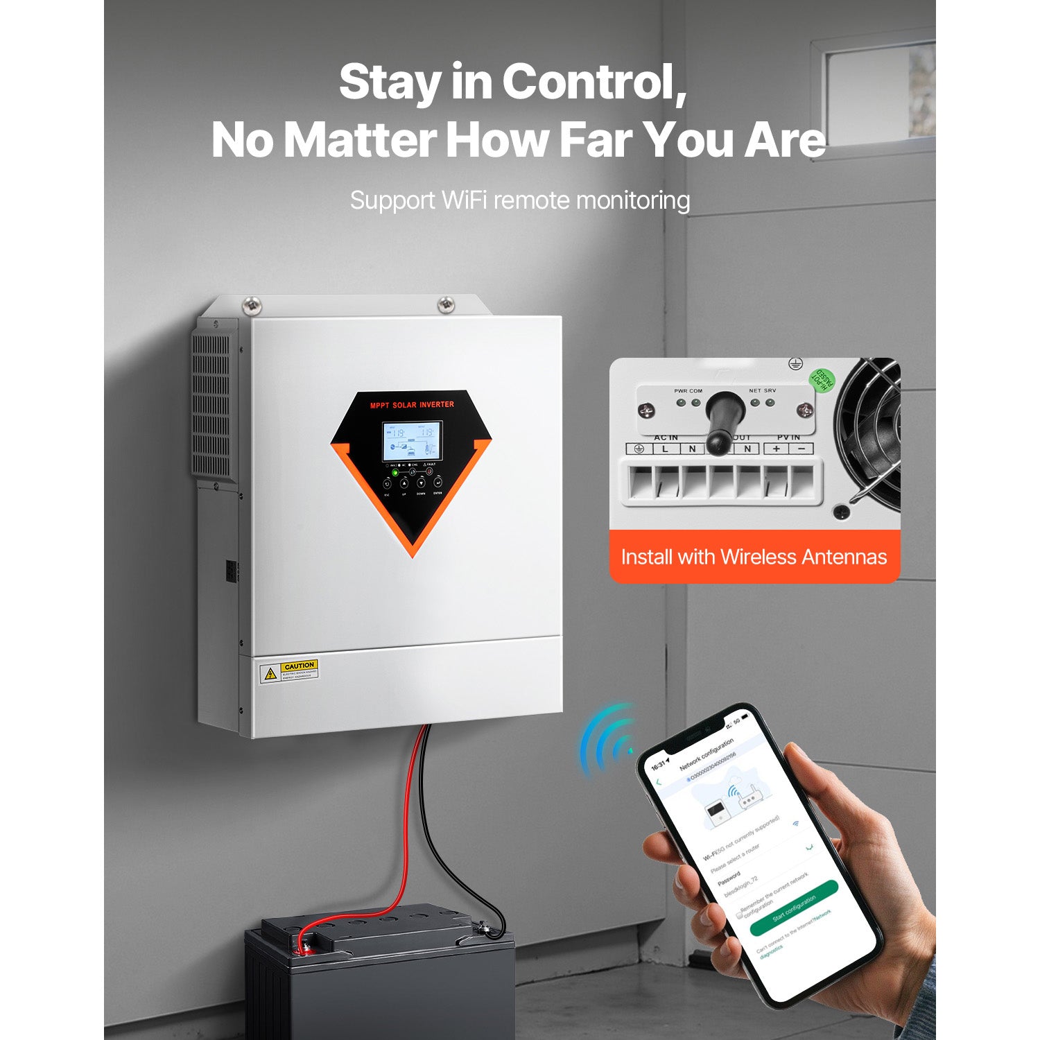 Hybrid Solar Inverter Charger 3000W 110/120V with Built-in 100A MPPT Controller