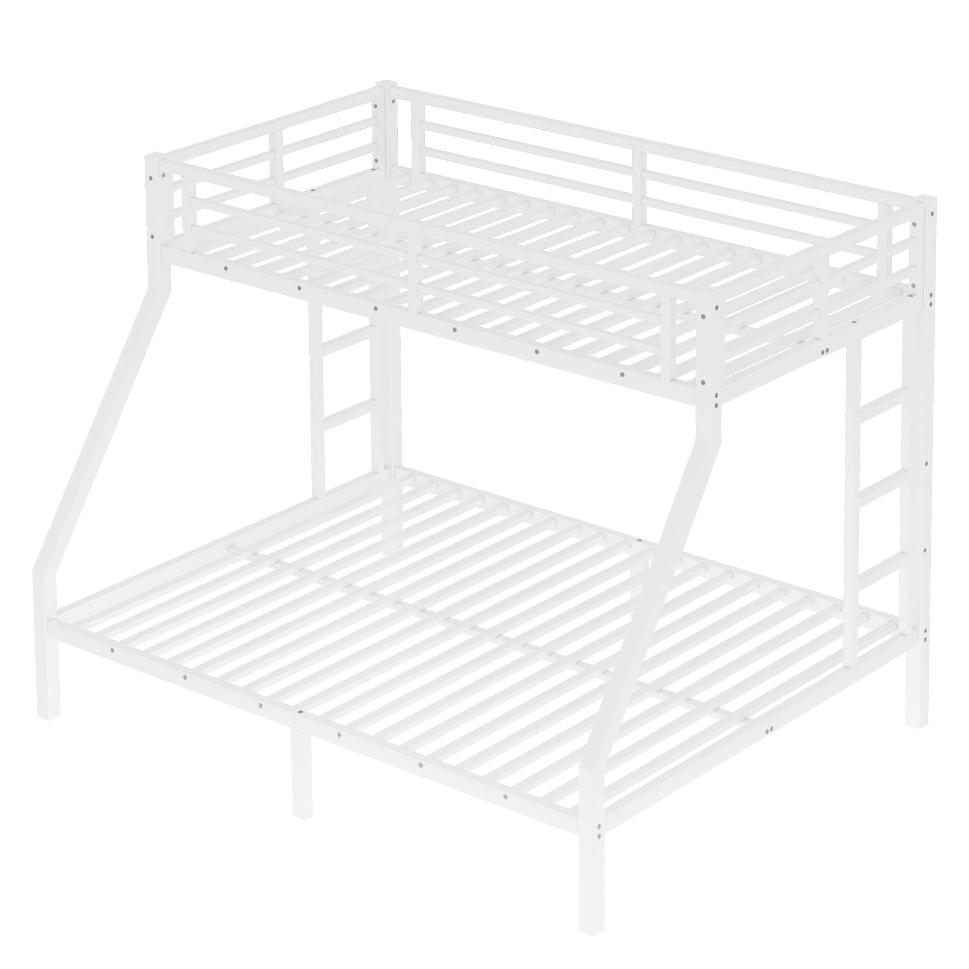 Metal Twin XL over Queen Bunk Bed for Teens and Adults,Space-Saving/Noise Reduced/No Box Spring Needed, White