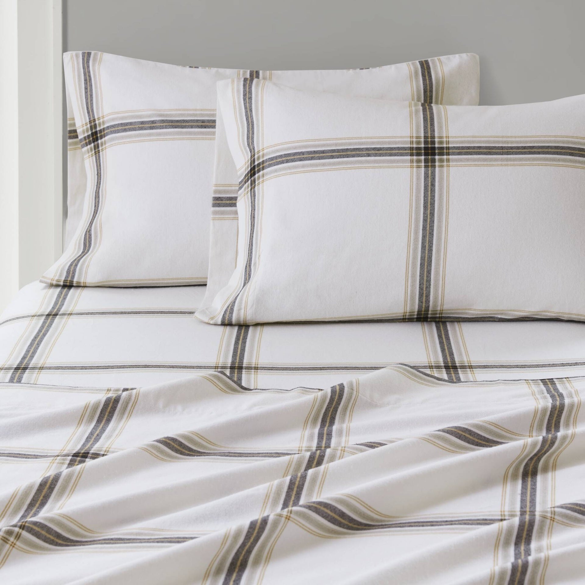 3 PCS Twin Sheet Set Tan Plaid