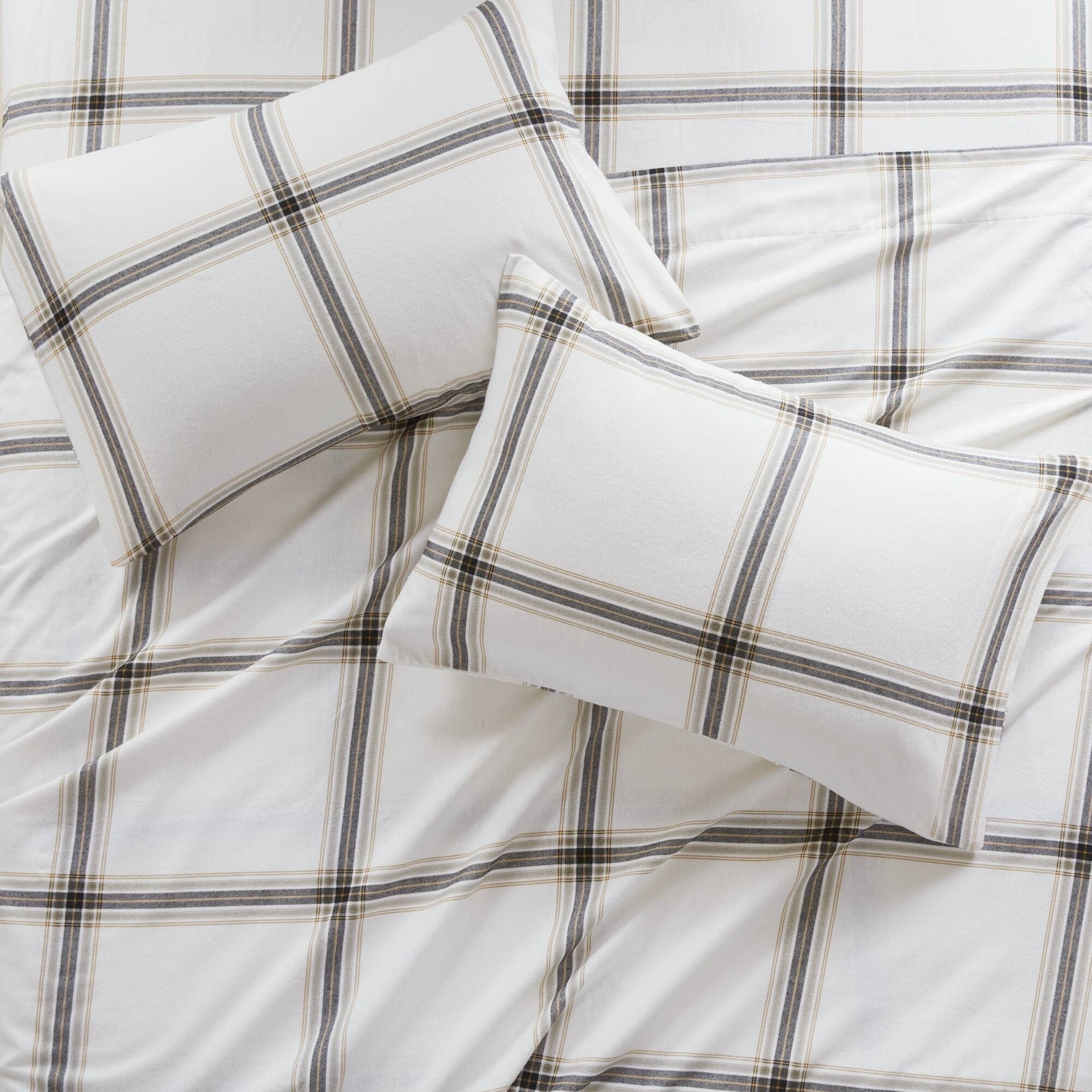 3 PCS Twin Sheet Set Tan Plaid