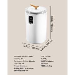 20L Towel Warmer Bucket, Towel Warmer with 24H Delay Timer, 30/60/90 Min Auto Shut Off, Child Lock, LED Display, Large Towel Warmer for Bathroom, Spa, Bathrobe, Blanket & Pajam