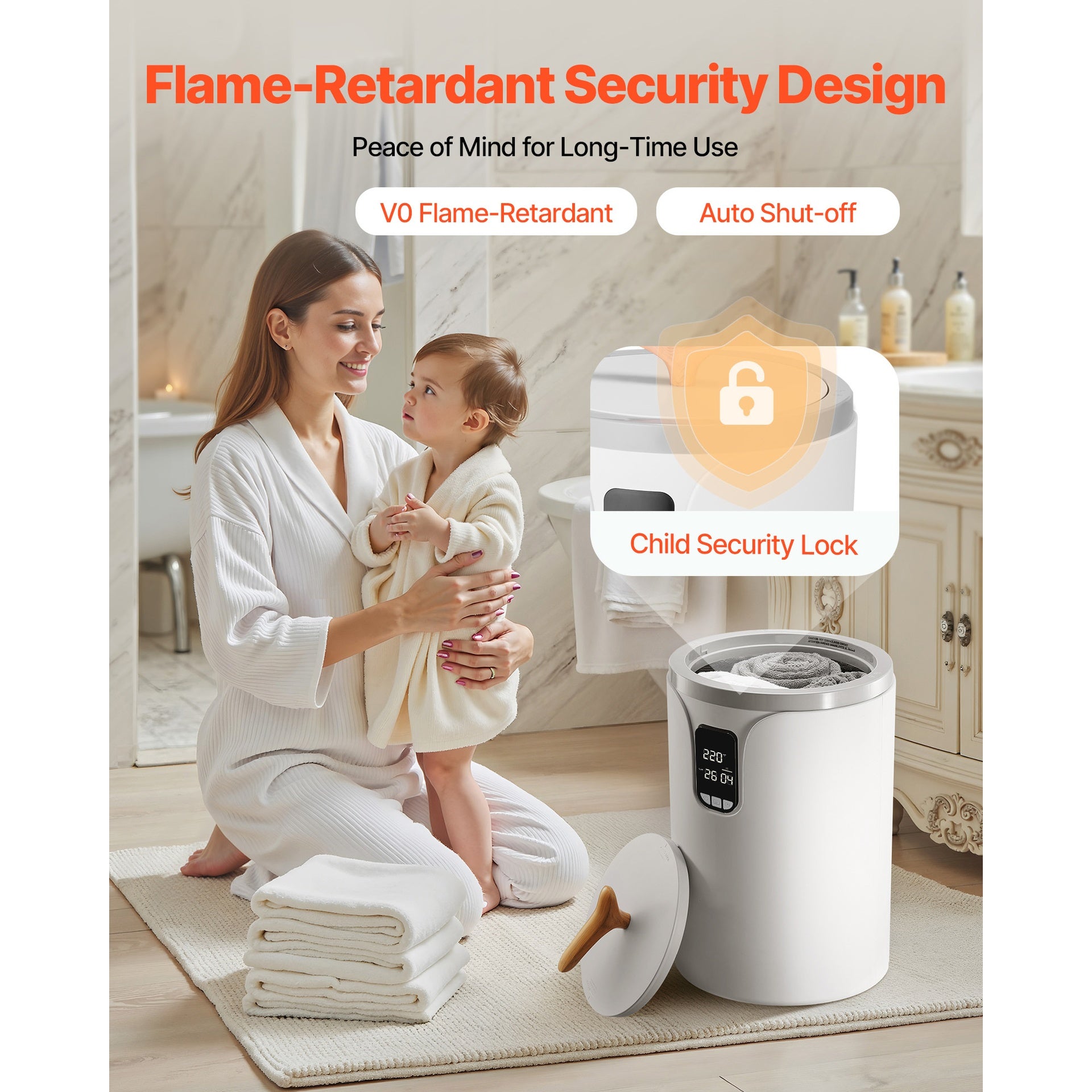 20L Towel Warmer Bucket, Towel Warmer with 24H Delay Timer, 30/60/90 Min Auto Shut Off, Child Lock, LED Display, Large Towel Warmer for Bathroom, Spa, Bathrobe, Blanket & Pajam