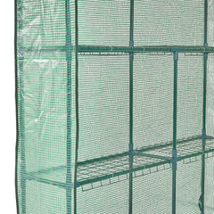 Walk-in Green House, 4.6 x 4.6 x 6.6 ft , Greenhouse with Shelves, High Strength PE Cover with Zipper Door and Steel Frame, Assembly in Minutes, Suitable for Planting and Storage