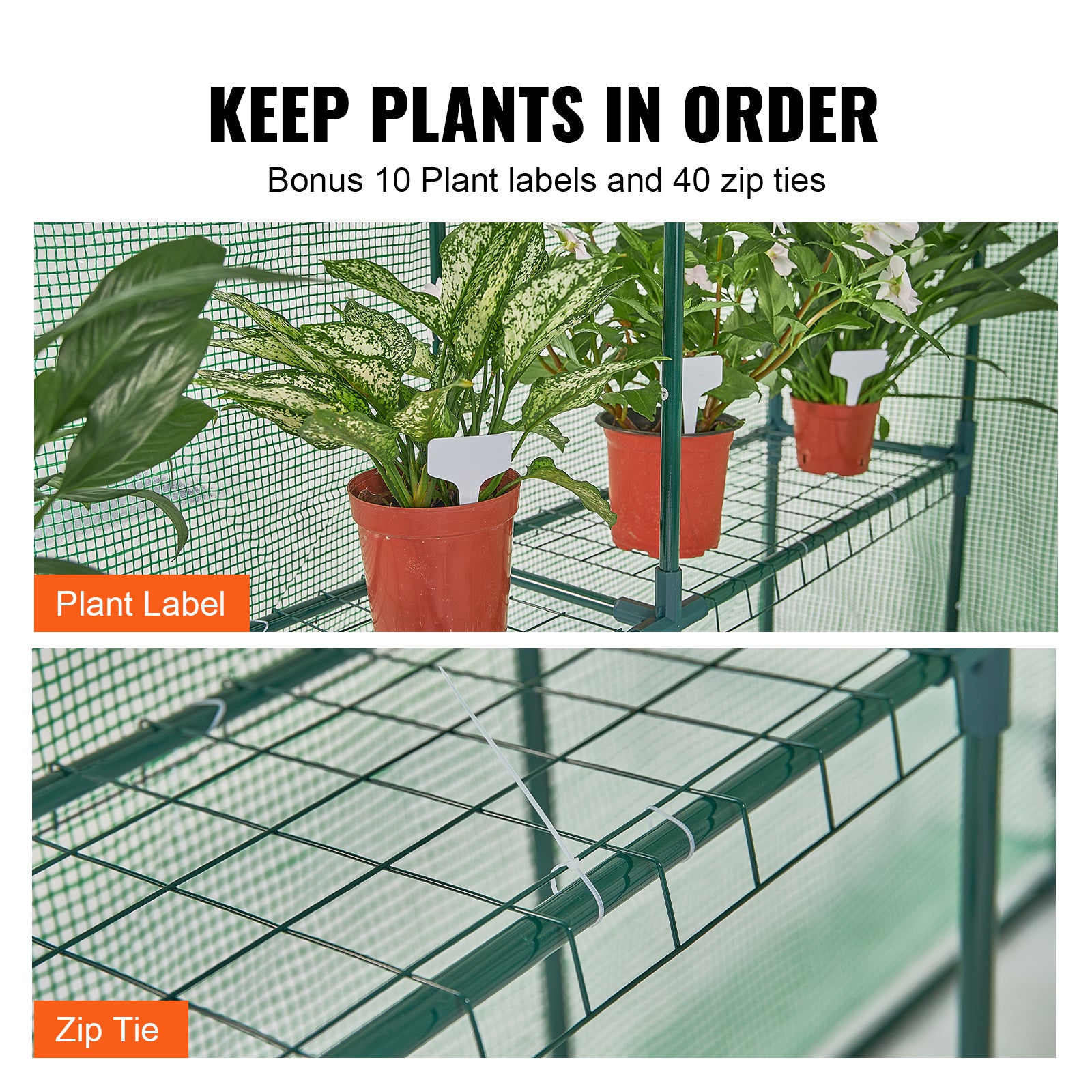 Walk-in Green House, 4.6 x 4.6 x 6.6 ft , Greenhouse with Shelves, High Strength PE Cover with Zipper Door and Steel Frame, Assembly in Minutes, Suitable for Planting and Storage