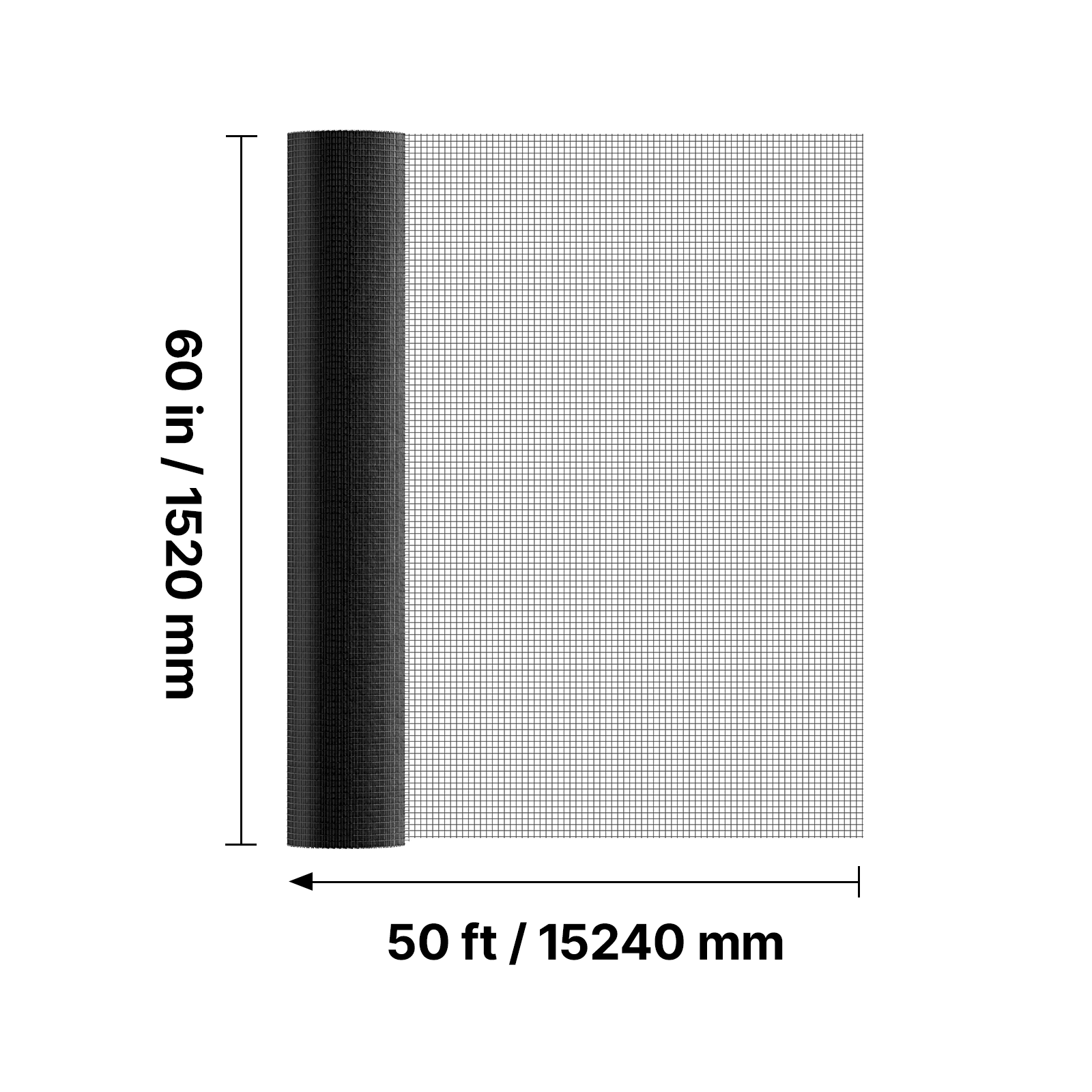 Hardware Cloth 60 in x 50 ft, 1/2 in 19 Gauge Galvanized Wire Mesh Roll, Weather-Resistant Vinyl Coated Chicken Wire Fencing, Heavy Duty Welded Garden Plant Fencing for Rabbit Cage Snake Fence