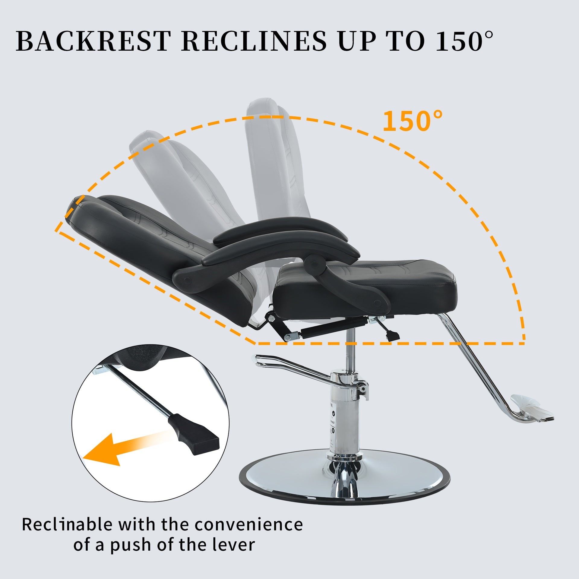 Classic Reclining barber Chair Salon Chair for Hair Stylist with Heavy Duty Hydraulic Pump, 360° Rotation, Tattoo Chair  Shampoo Beauty Salon Equipment,  Max Load Weight 330 Lbs, Black