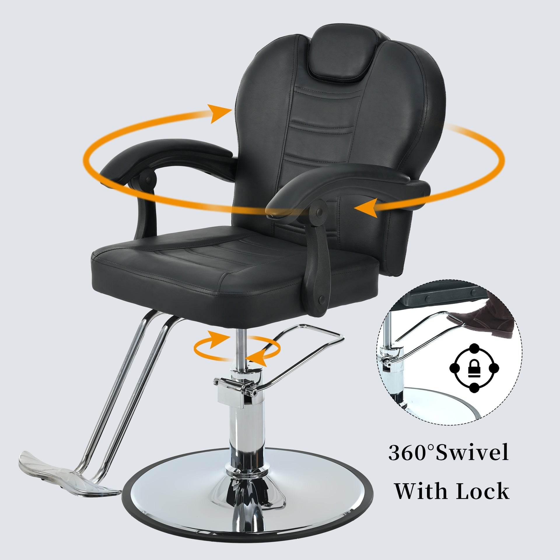 Classic Reclining barber Chair Salon Chair for Hair Stylist with Heavy Duty Hydraulic Pump, 360° Rotation, Tattoo Chair  Shampoo Beauty Salon Equipment,  Max Load Weight 330 Lbs, Black