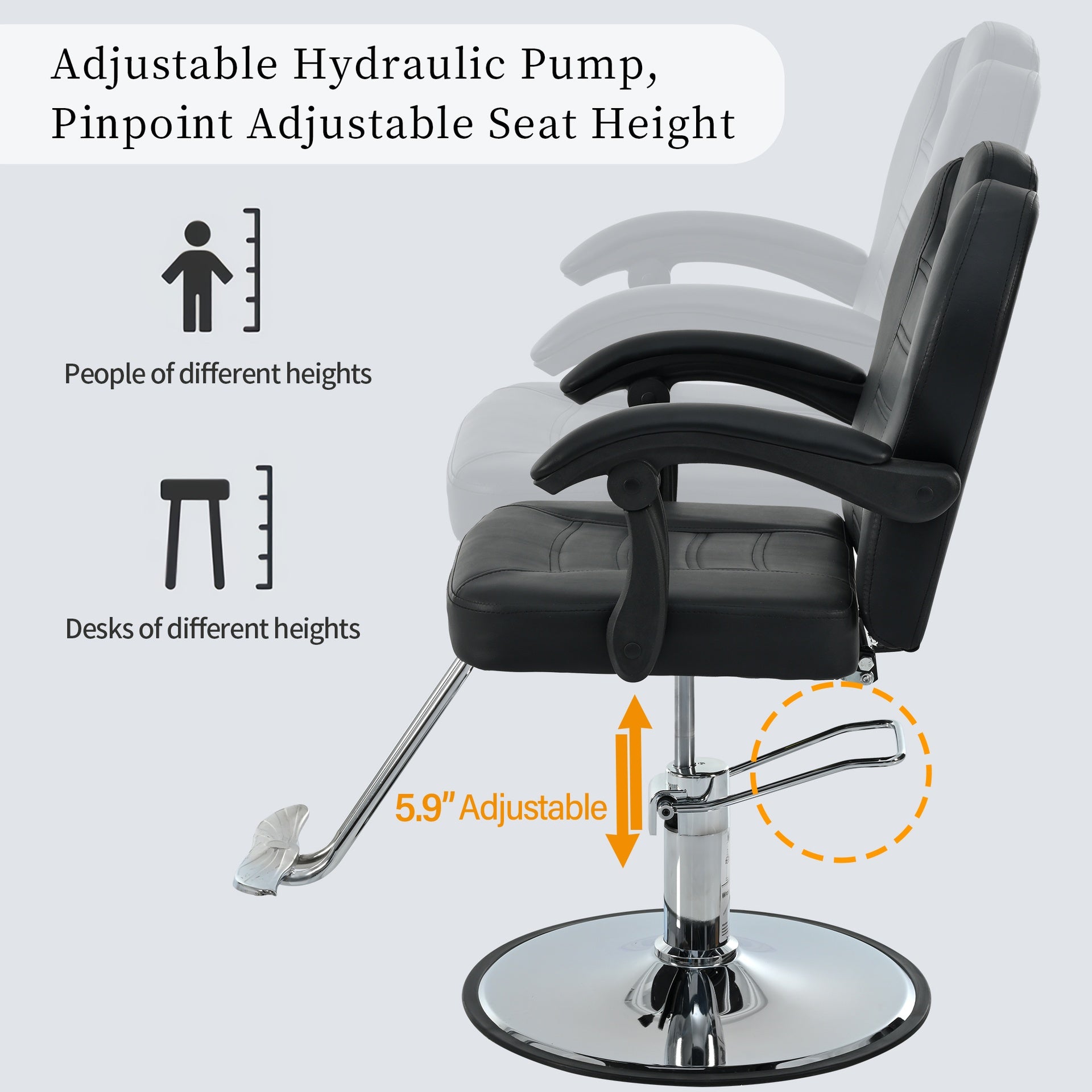 Classic Reclining barber Chair Salon Chair for Hair Stylist with Heavy Duty Hydraulic Pump, 360° Rotation, Tattoo Chair  Shampoo Beauty Salon Equipment,  Max Load Weight 330 Lbs, Black